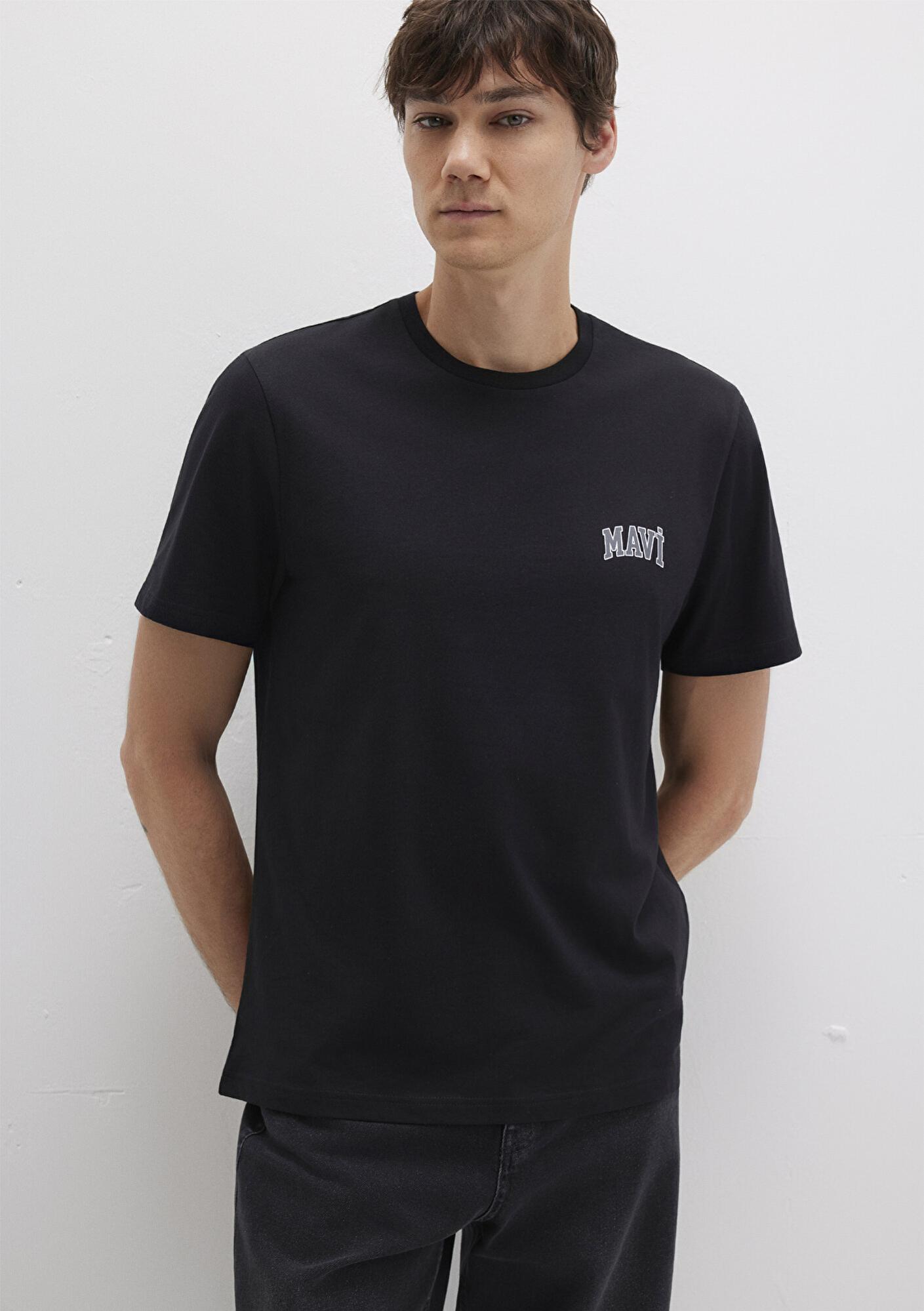 Mavi Mavi Logo Baskılı Siyah Tişört Regular Fit / Normal Kesim 0611714-900