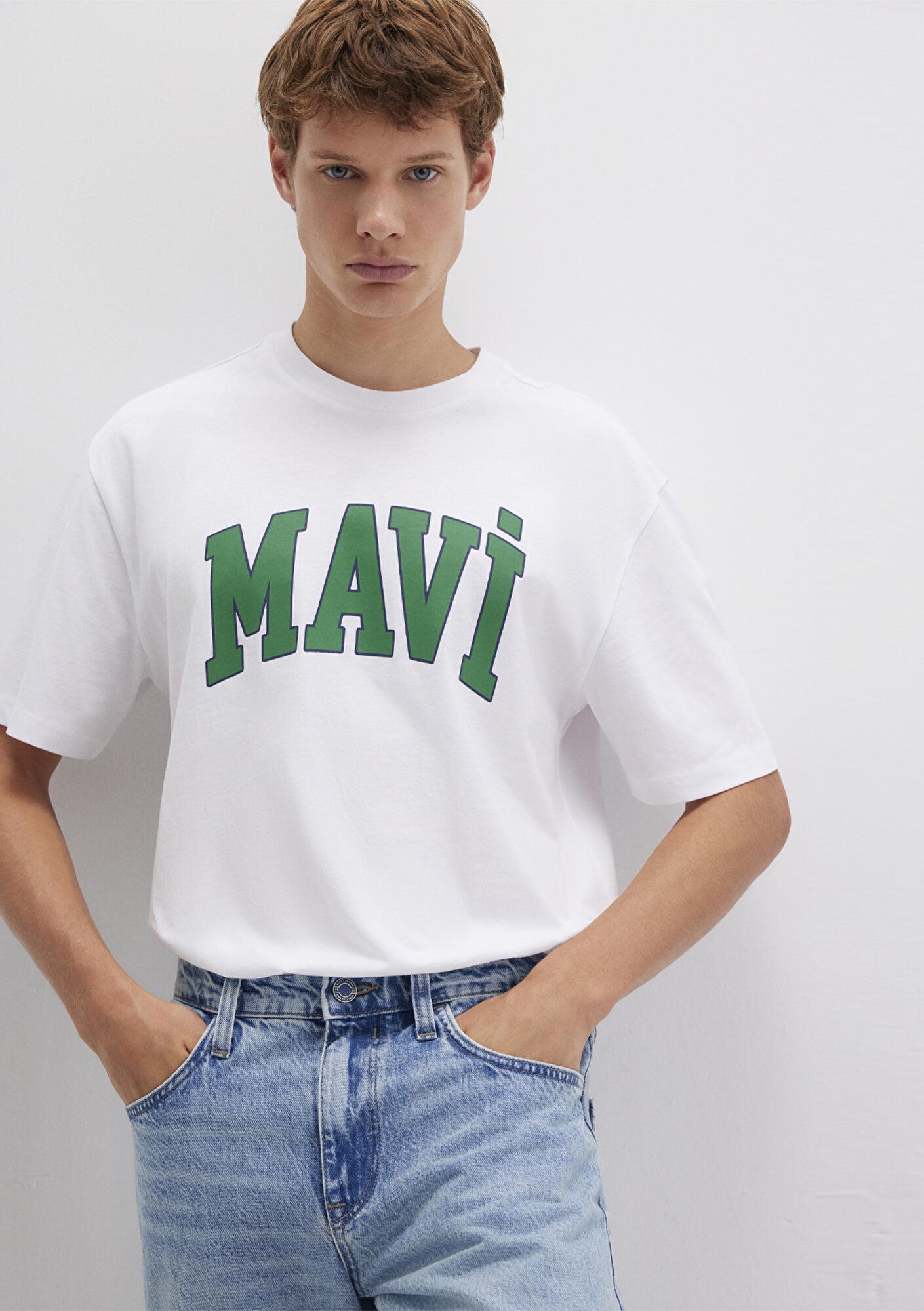 Mavi Mavi Logo Baskılı Beyaz Tişört Loose Fit / Bol Rahat Kesim 0611711-620