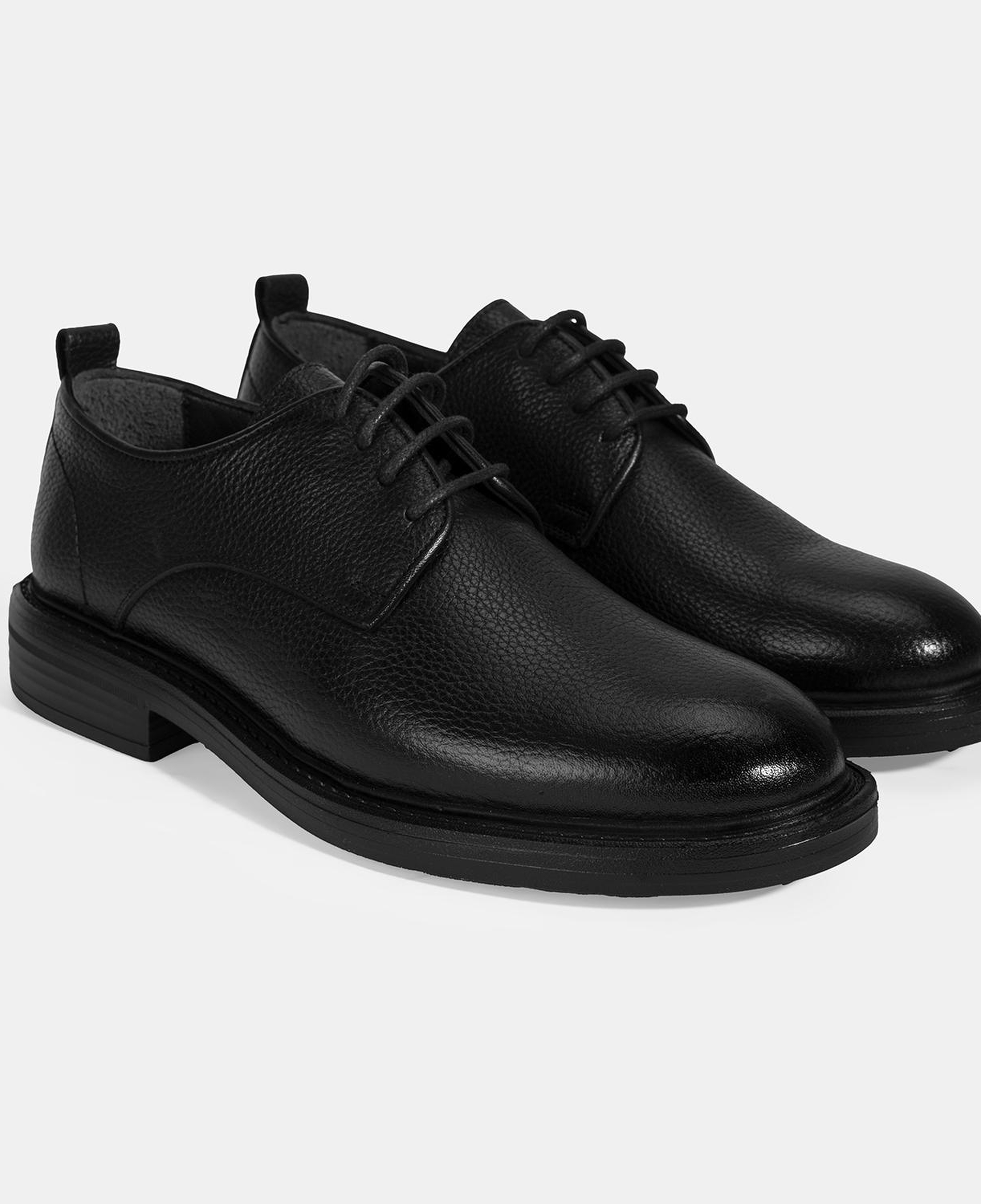 Erkek Siyah Bağcıklı Günlük Deri Ayakkabı