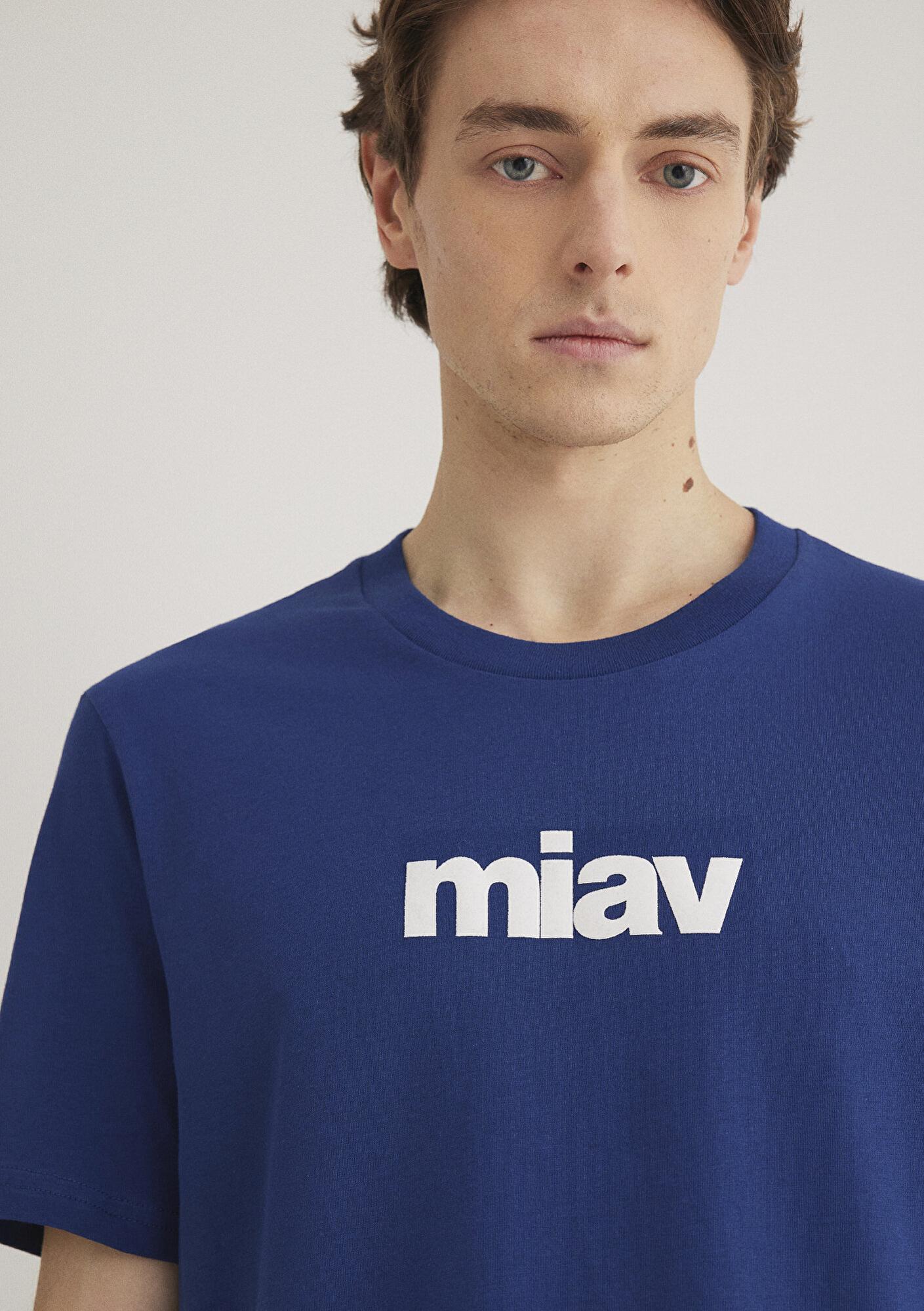 Mavi Miav Baskılı Mavi Tişört Regular Fit / Normal Kesim 067153-70722