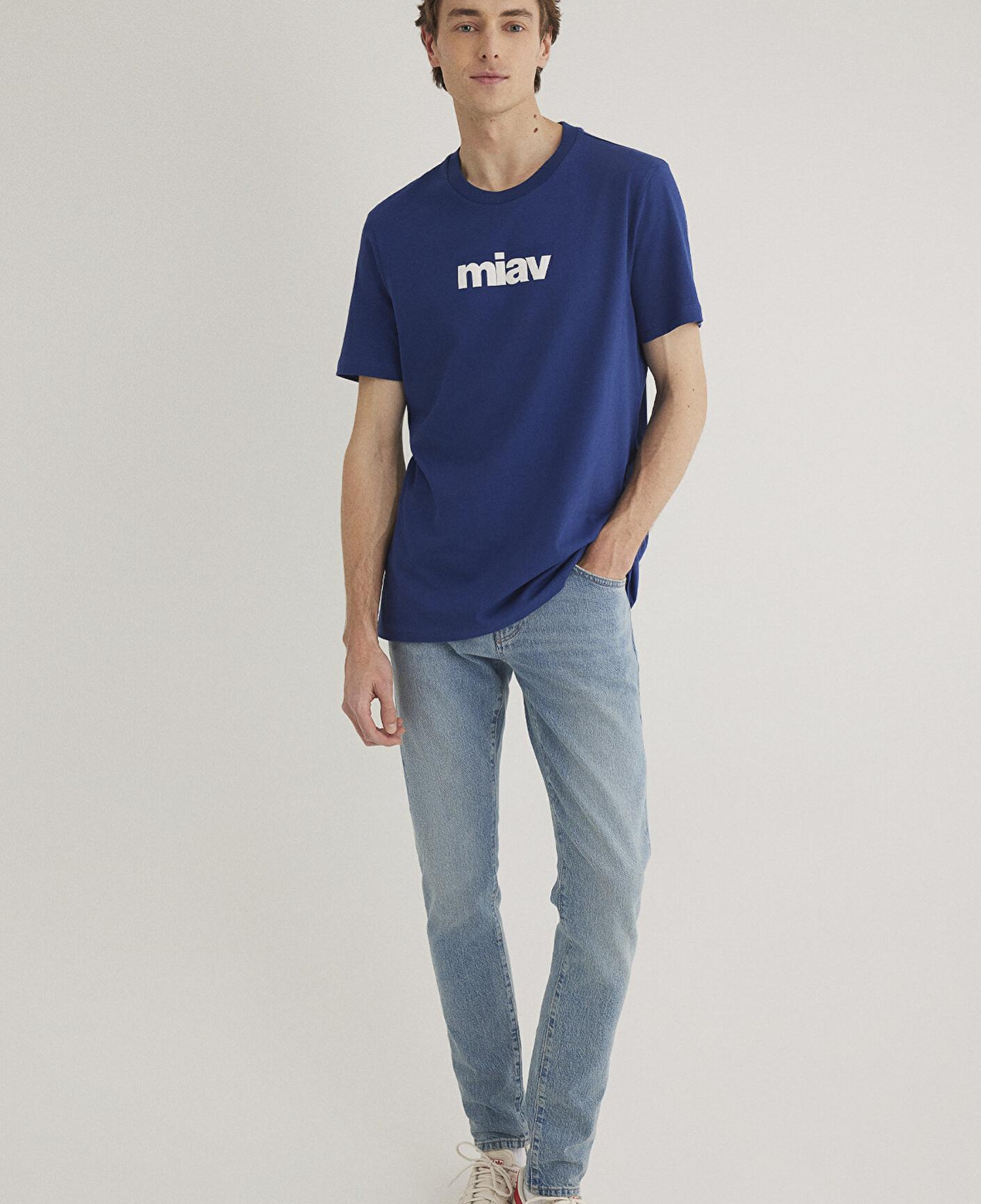 Mavi Miav Baskılı Mavi Tişört Regular Fit / Normal Kesim 067153-70722