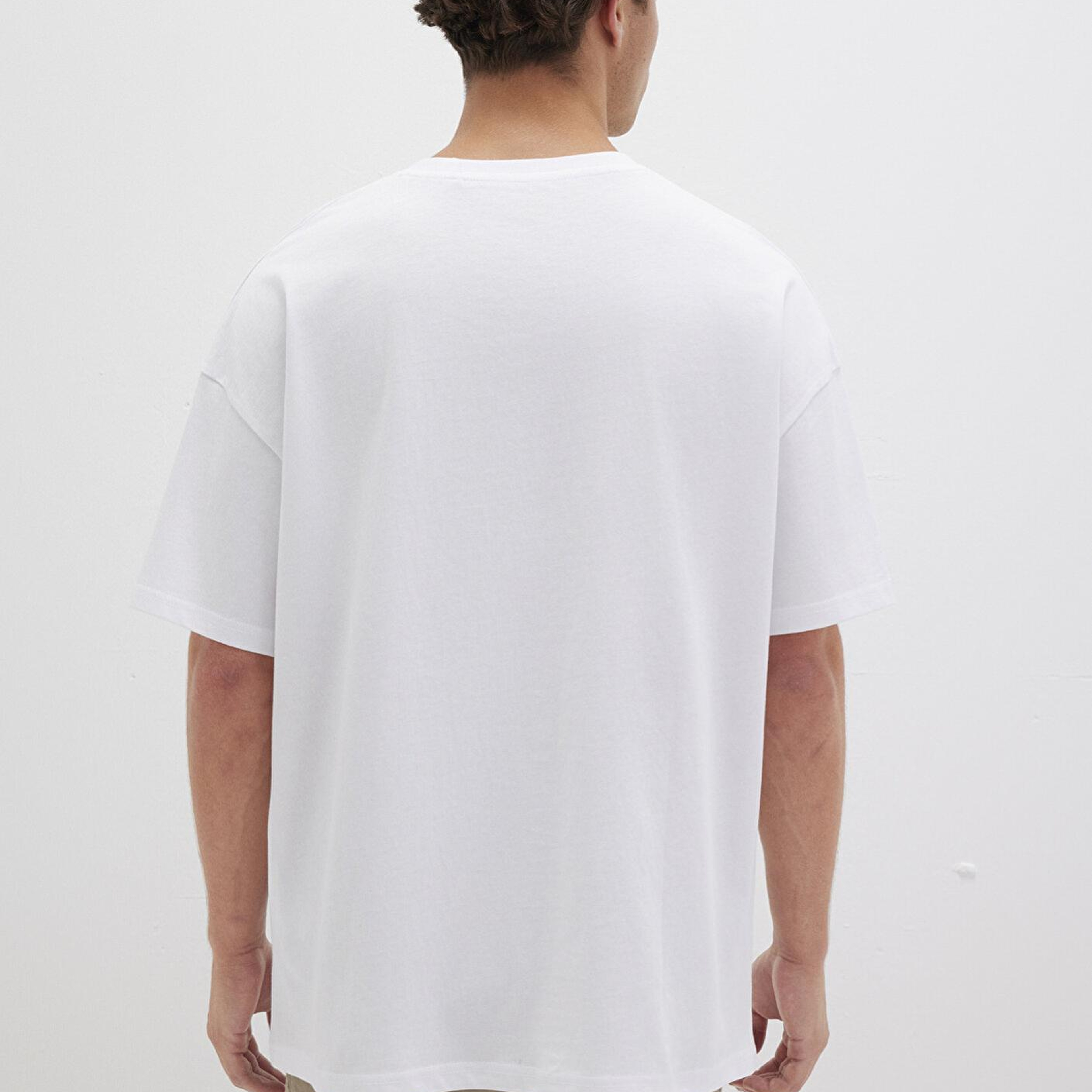 Mavi Miav Baskılı Oversize Beyaz Tişört Oversize / Geniş Kesim 0611704-620