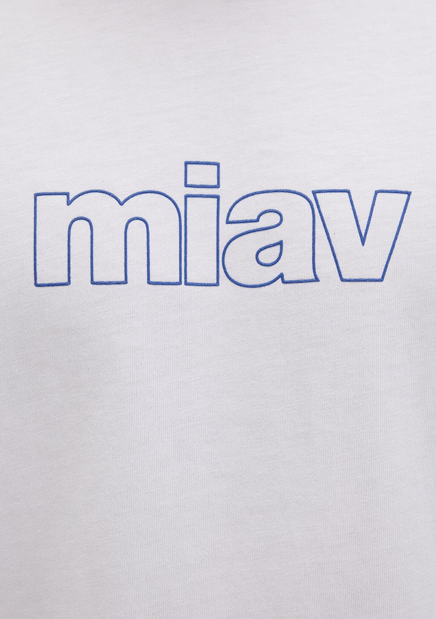 Mavi Miav Baskılı Oversize Beyaz Tişört Oversize / Geniş Kesim 0611704-620