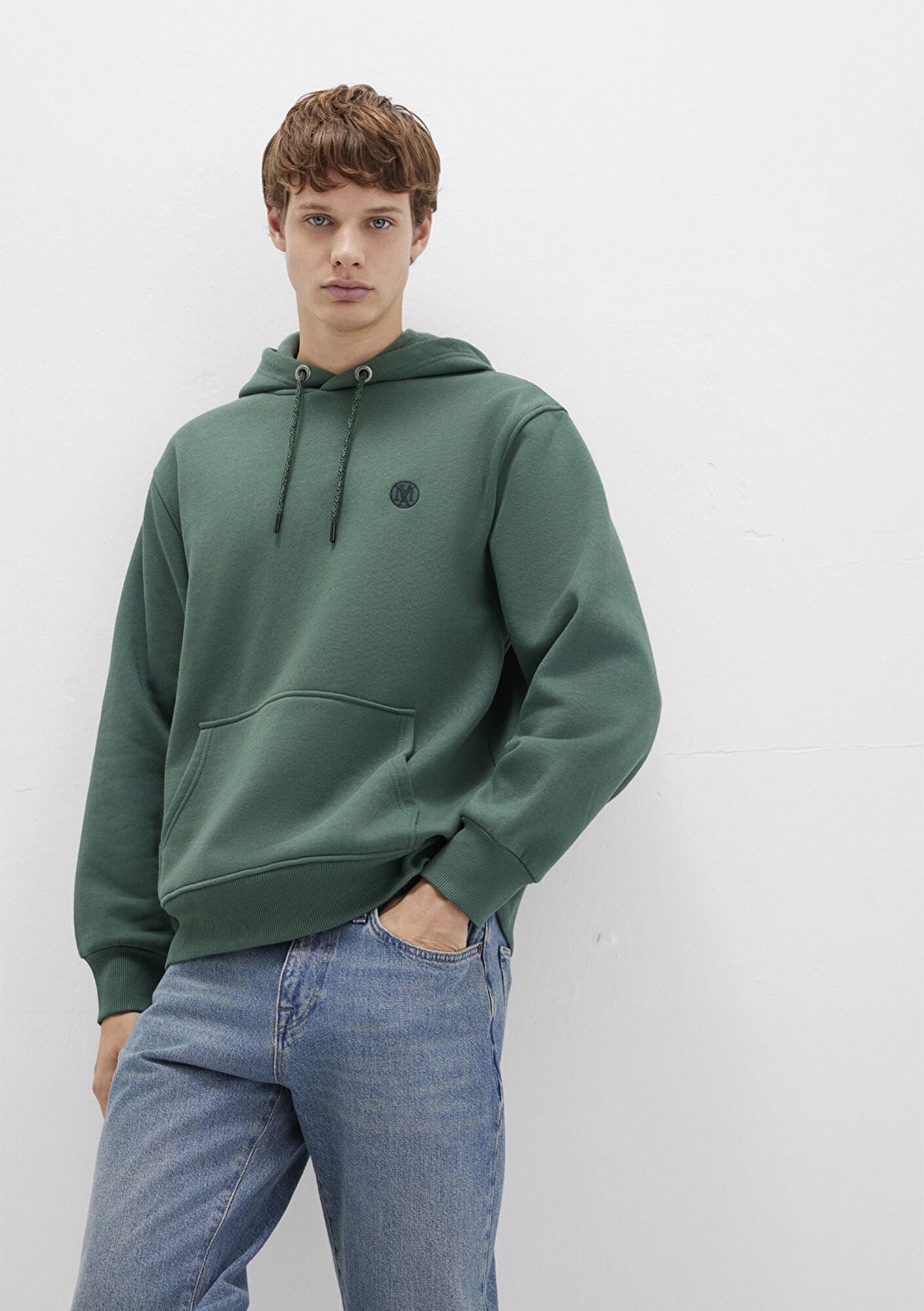 Mavi Mavi Logo Nakışlı Kapüşonlu Yeşil Sweatshirt 065809-71580