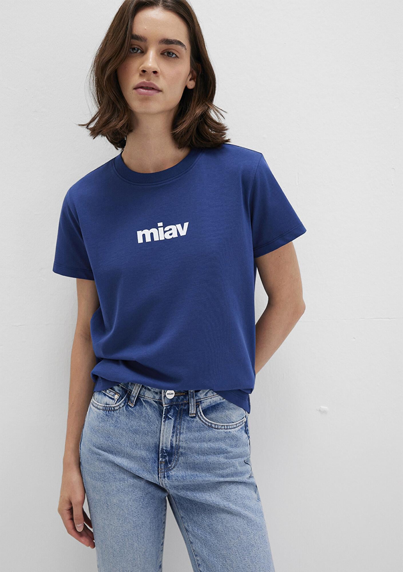 Mavi Miav Baskılı Mavi Tişört Regular Fit / Normal Kesim 1610622-70722
