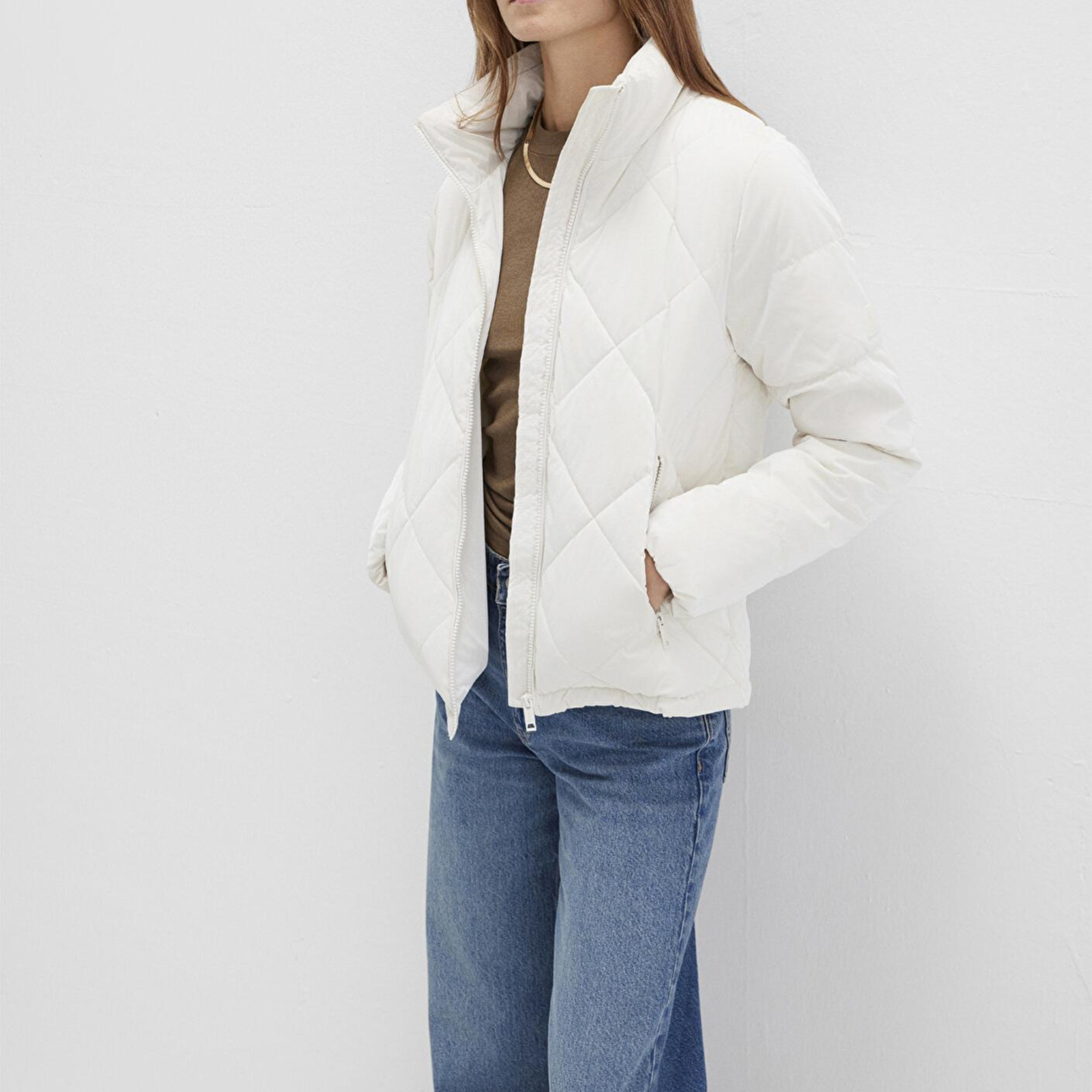 Mavi Su İtici Premium Kapitone Beyaz Şişme Mont 1110230-70057