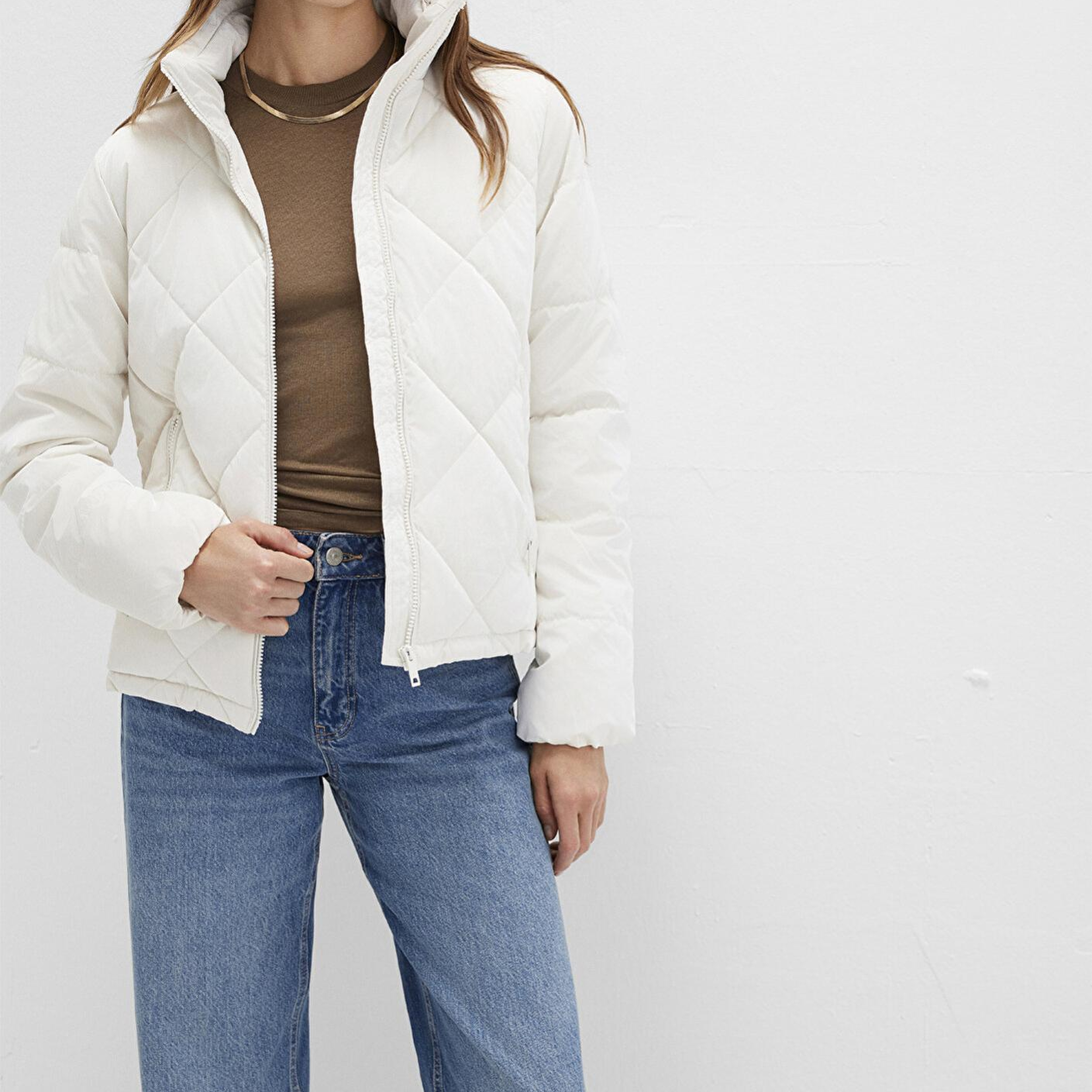 Mavi Su İtici Premium Kapitone Beyaz Şişme Mont 1110230-70057