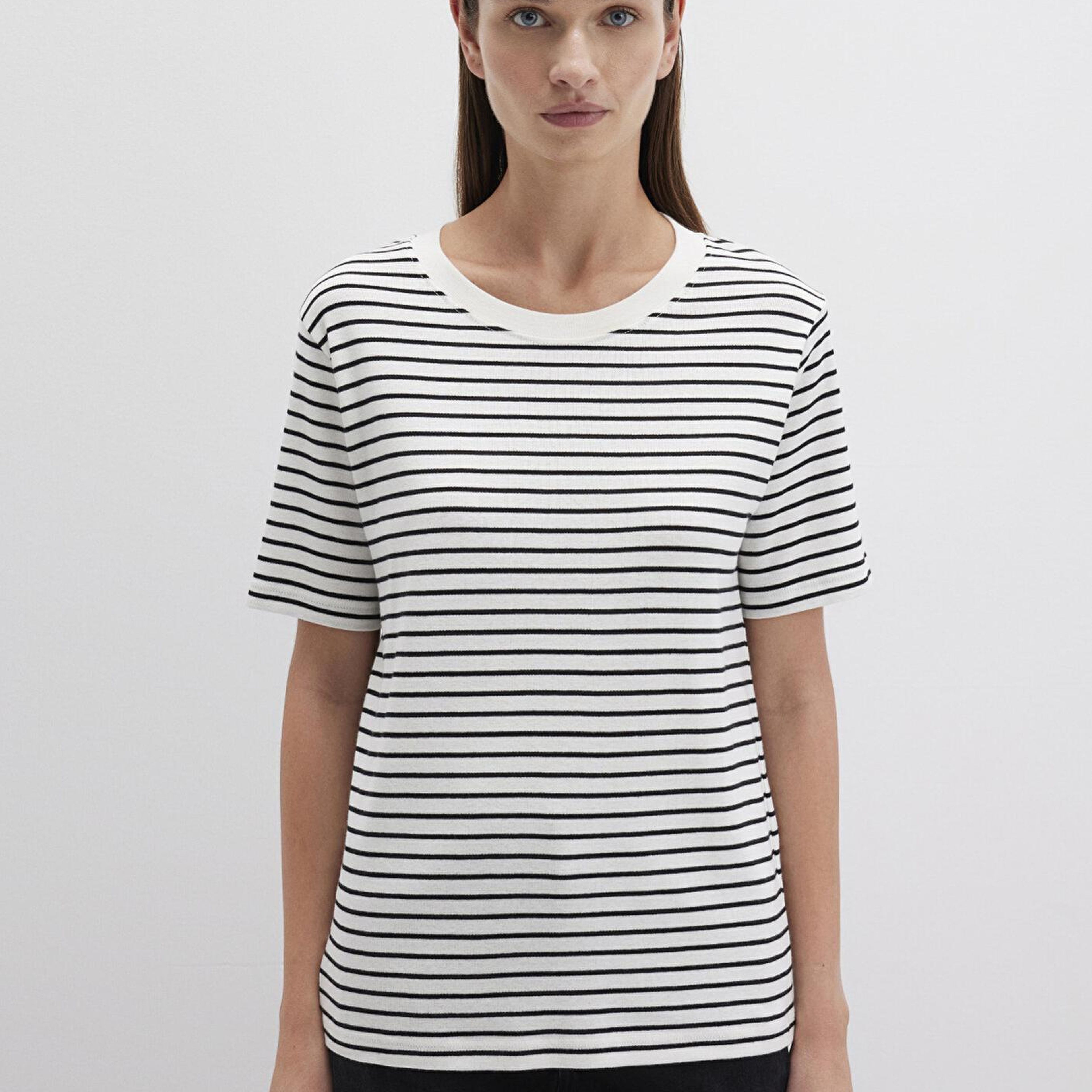 Mavi Siyah Çizgili Tişört Regular Fit / Normal Kesim 1611653-85143