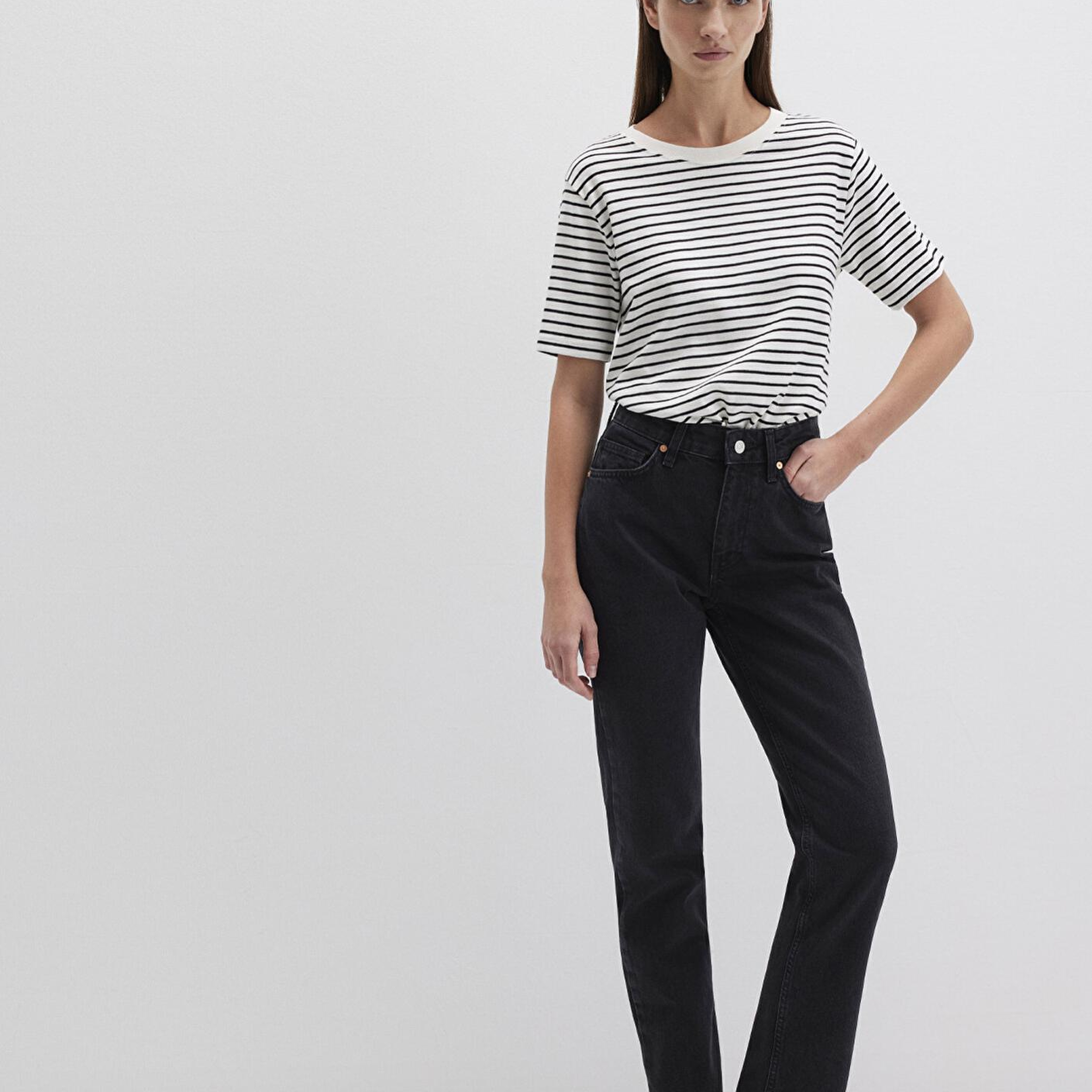 Mavi Siyah Çizgili Tişört Regular Fit / Normal Kesim 1611653-85143