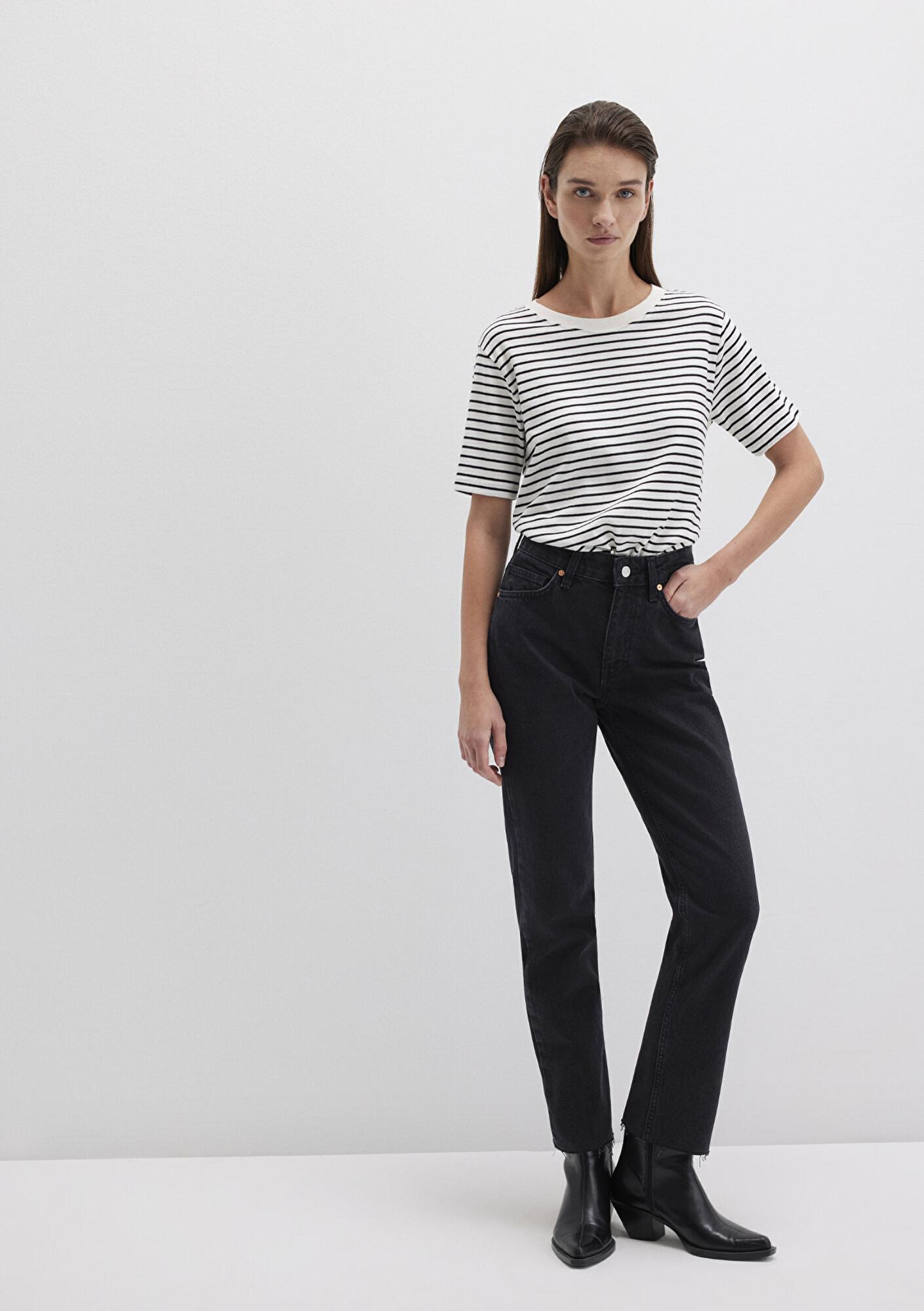 Mavi Siyah Çizgili Tişört Regular Fit / Normal Kesim 1611653-85143