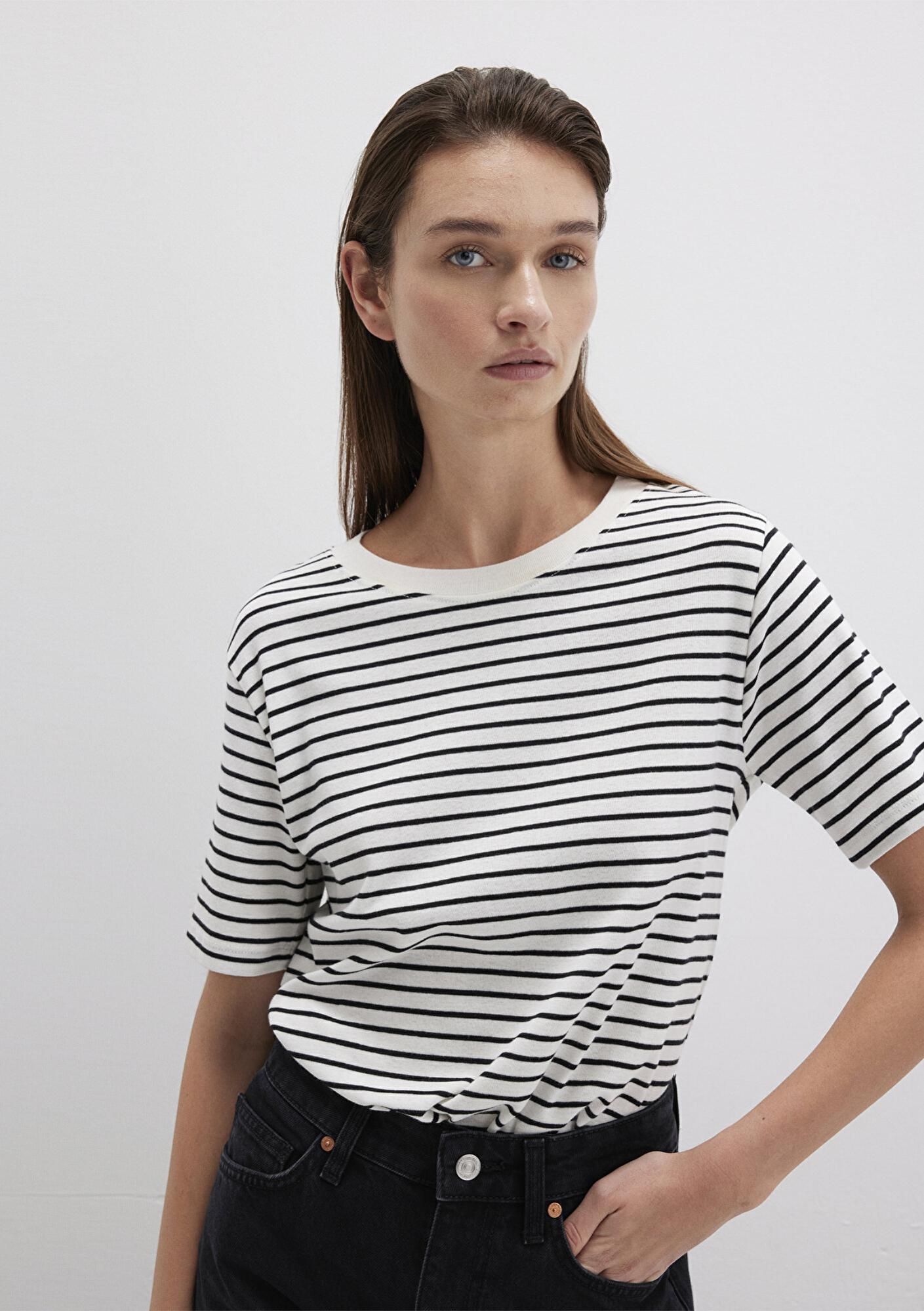 Mavi Siyah Çizgili Tişört Regular Fit / Normal Kesim 1611653-85143