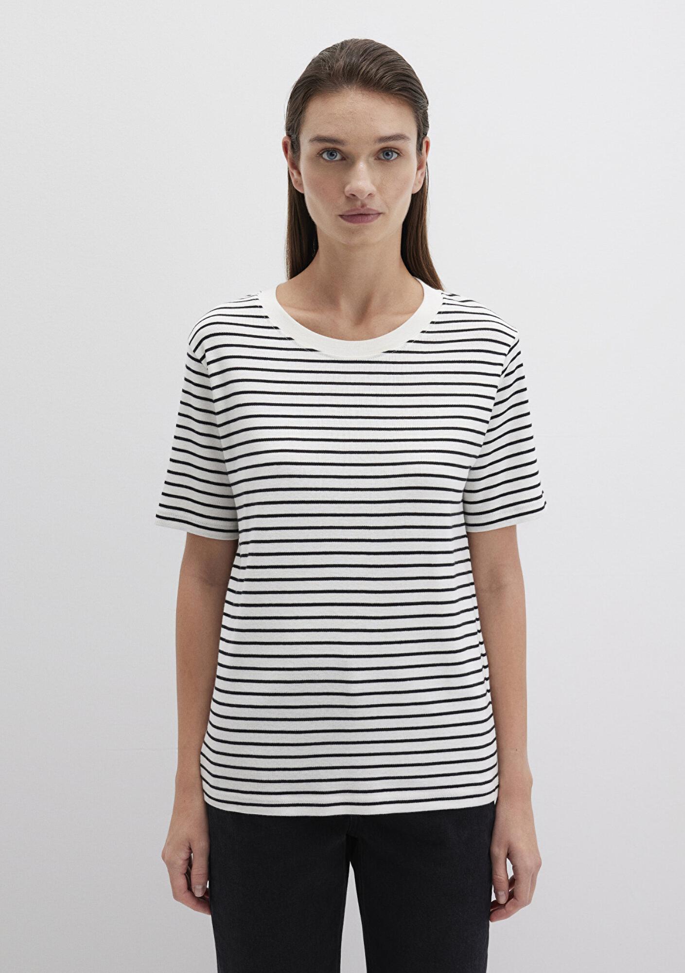 Mavi Siyah Çizgili Tişört Regular Fit / Normal Kesim 1611653-85143