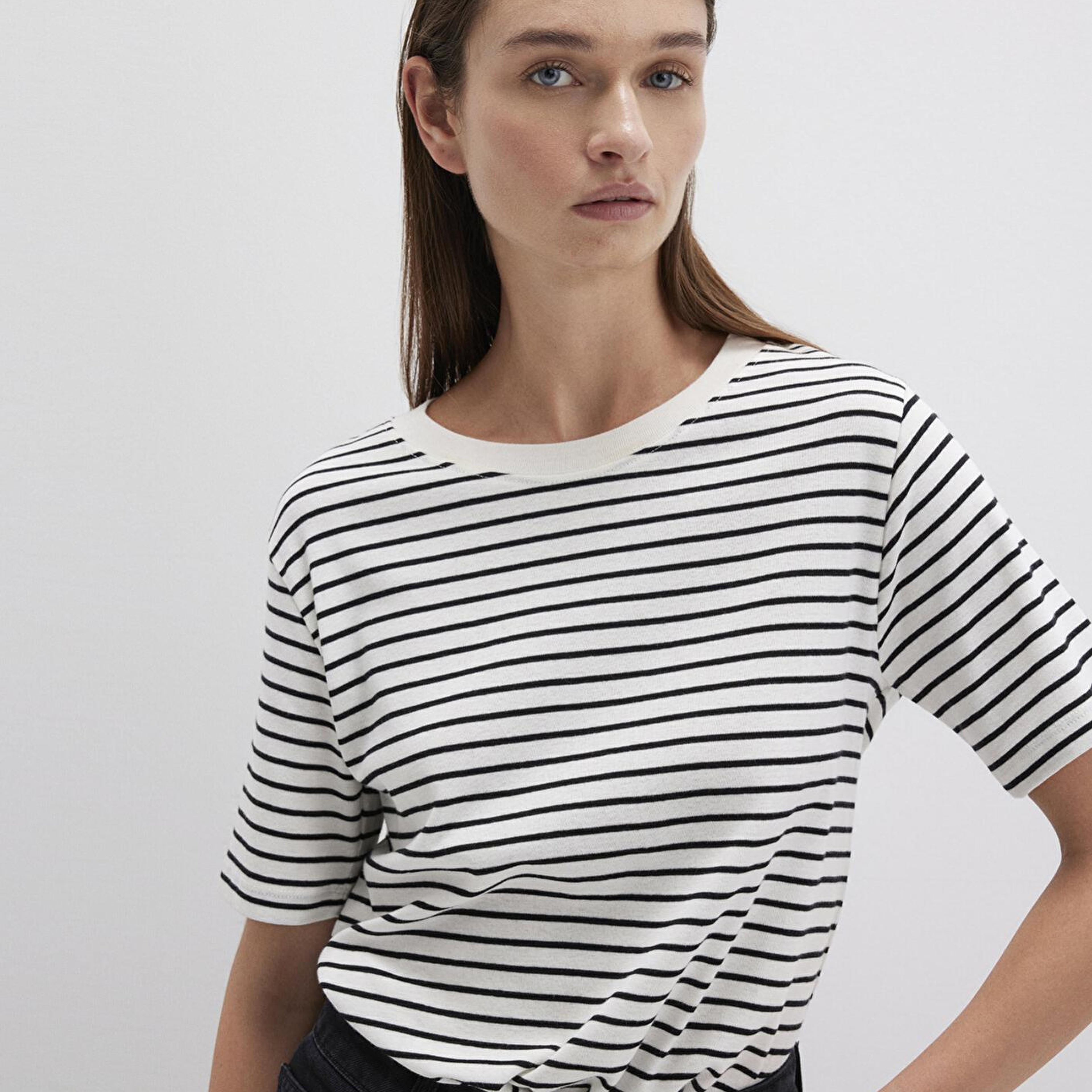 Mavi Siyah Çizgili Tişört Regular Fit / Normal Kesim 1611653-85143