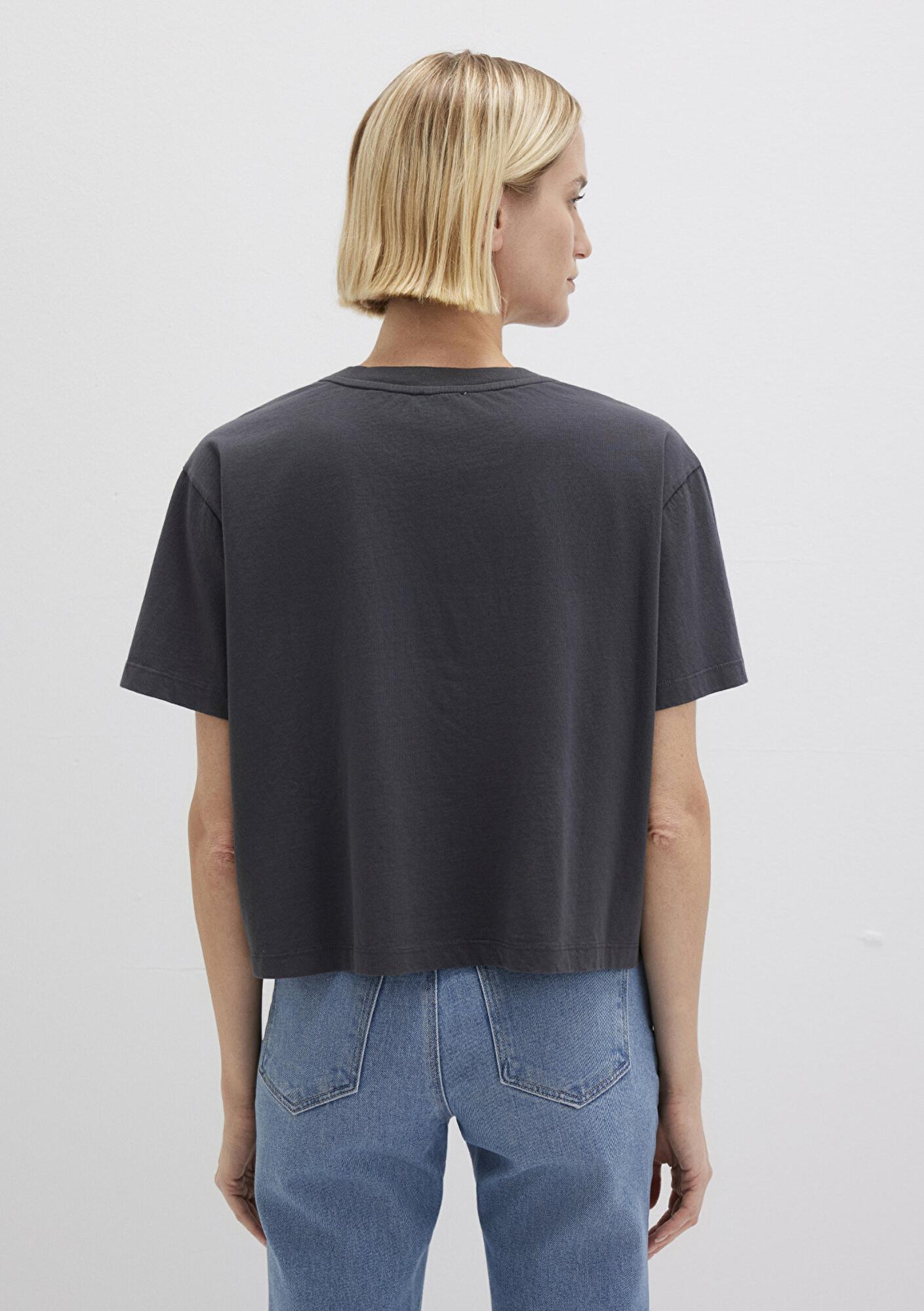 Mavi Bisiklet Yaka Antrasit Basic Tişört Boxy Fit 1611651-70087