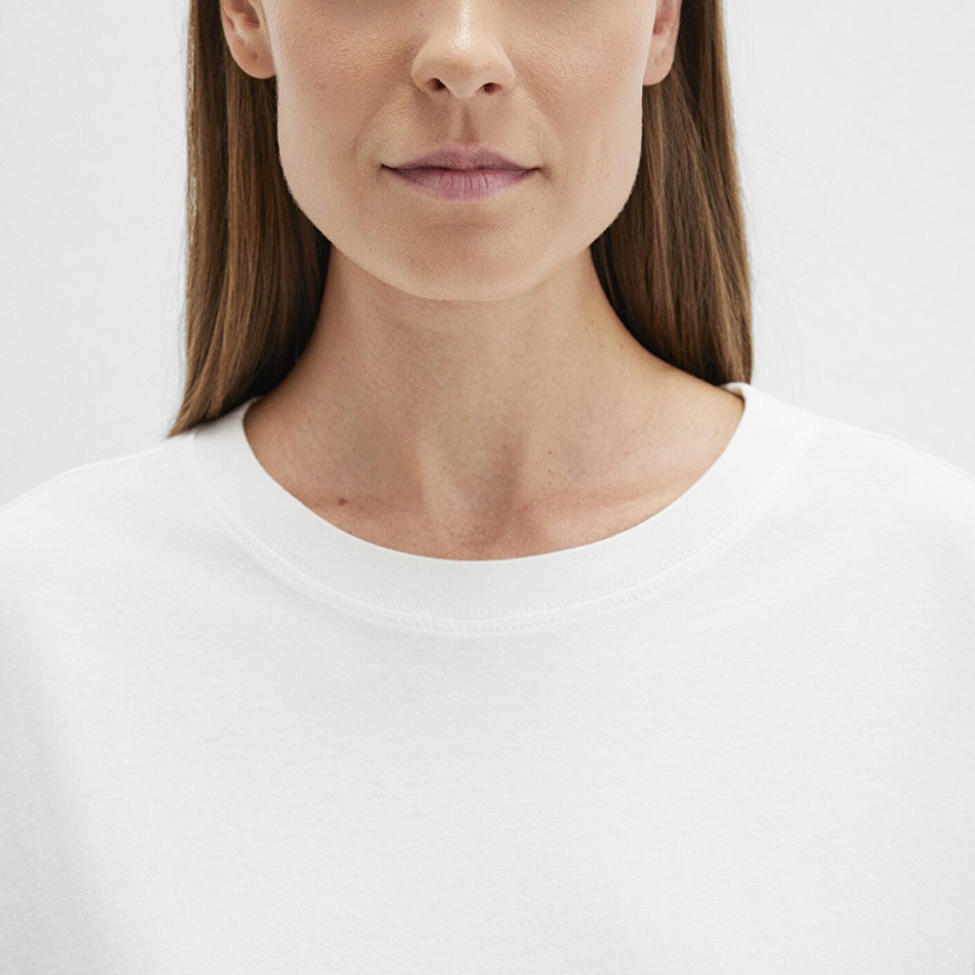 Mavi Bisiklet Yaka Beyaz Basic Tişört Boxy Fit 1611651-80194