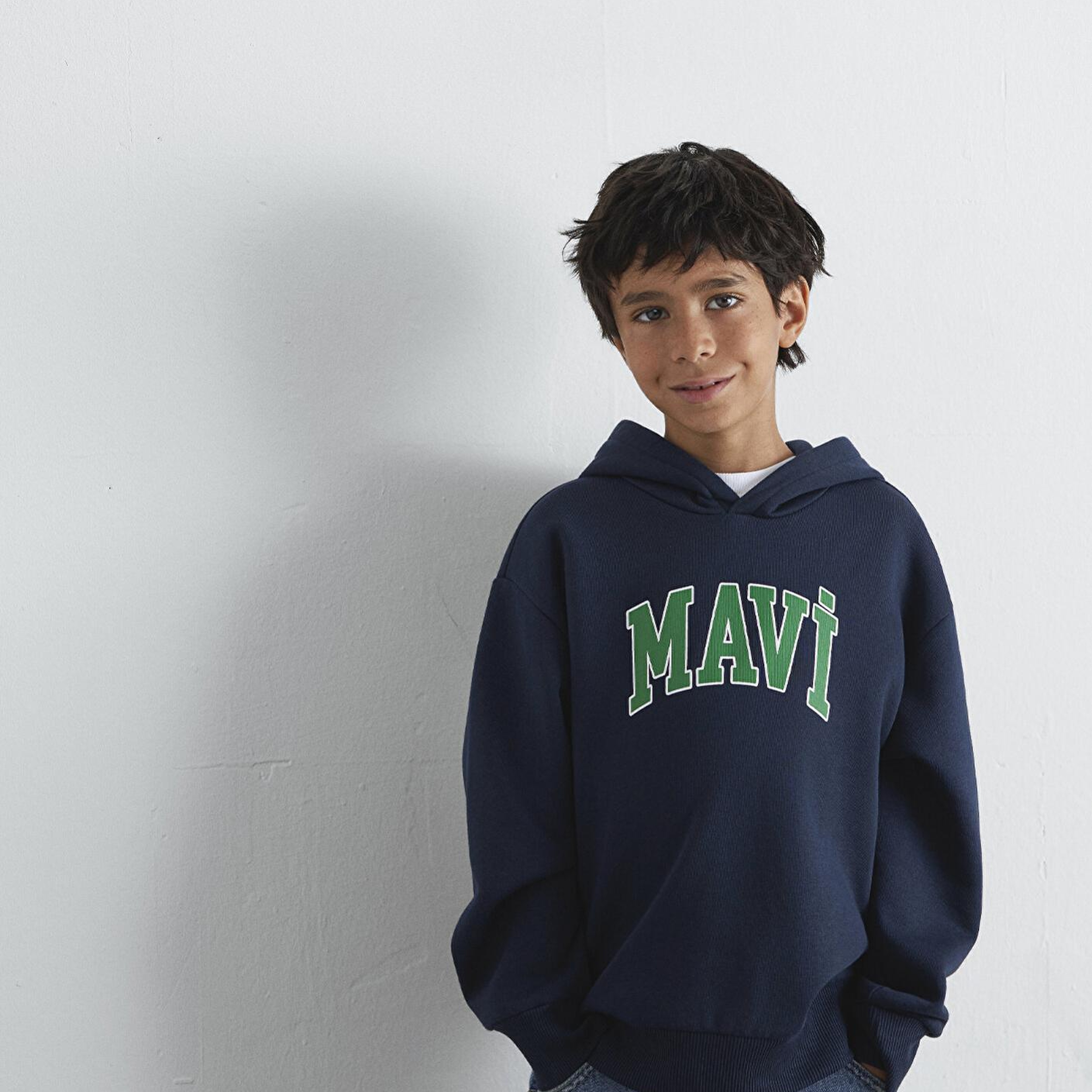 Mavi Mavi Logo Baskılı Lacivert Kapüşonlu Sweatshirt 6610110-70490