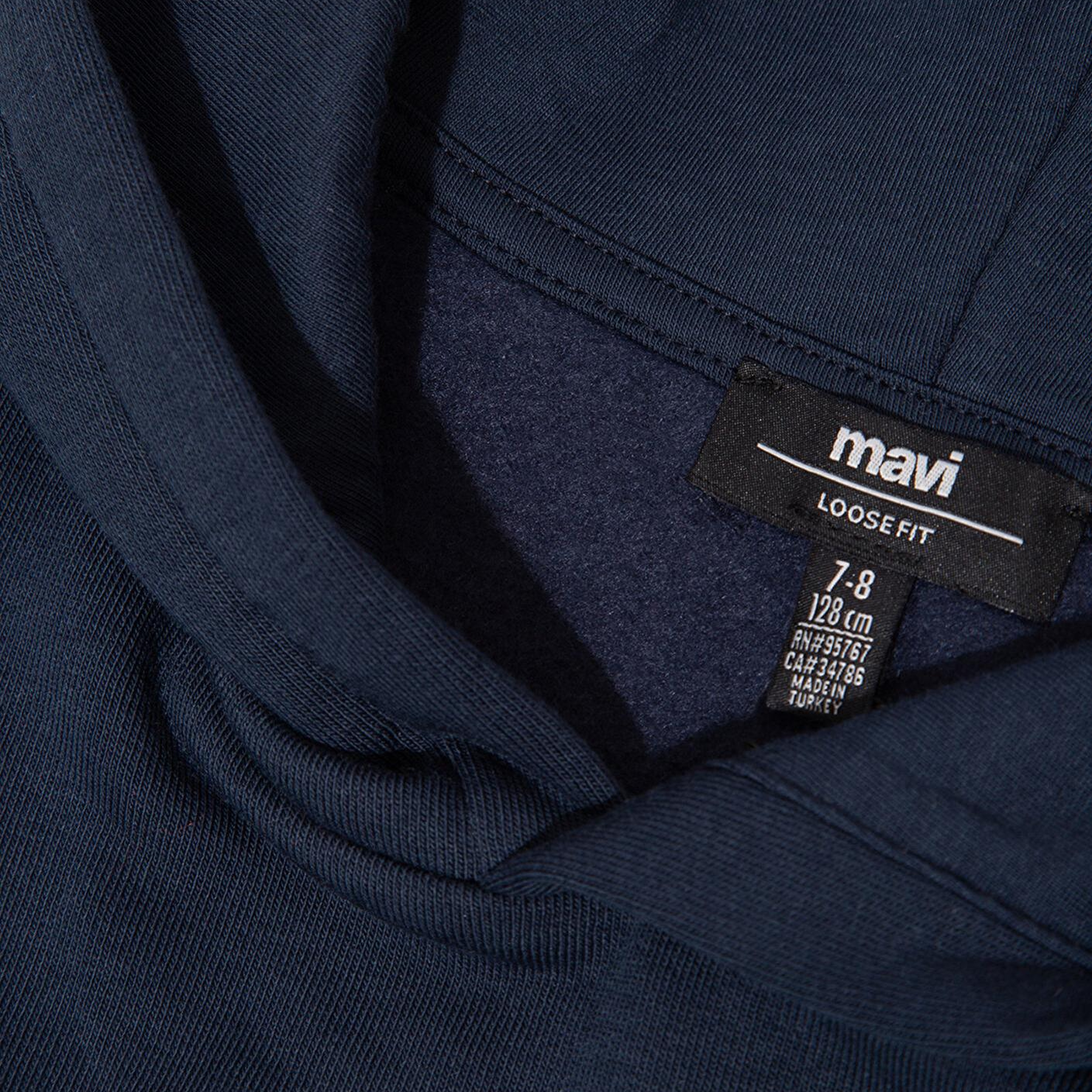 Mavi Mavi Logo Baskılı Lacivert Kapüşonlu Sweatshirt 6610110-70490