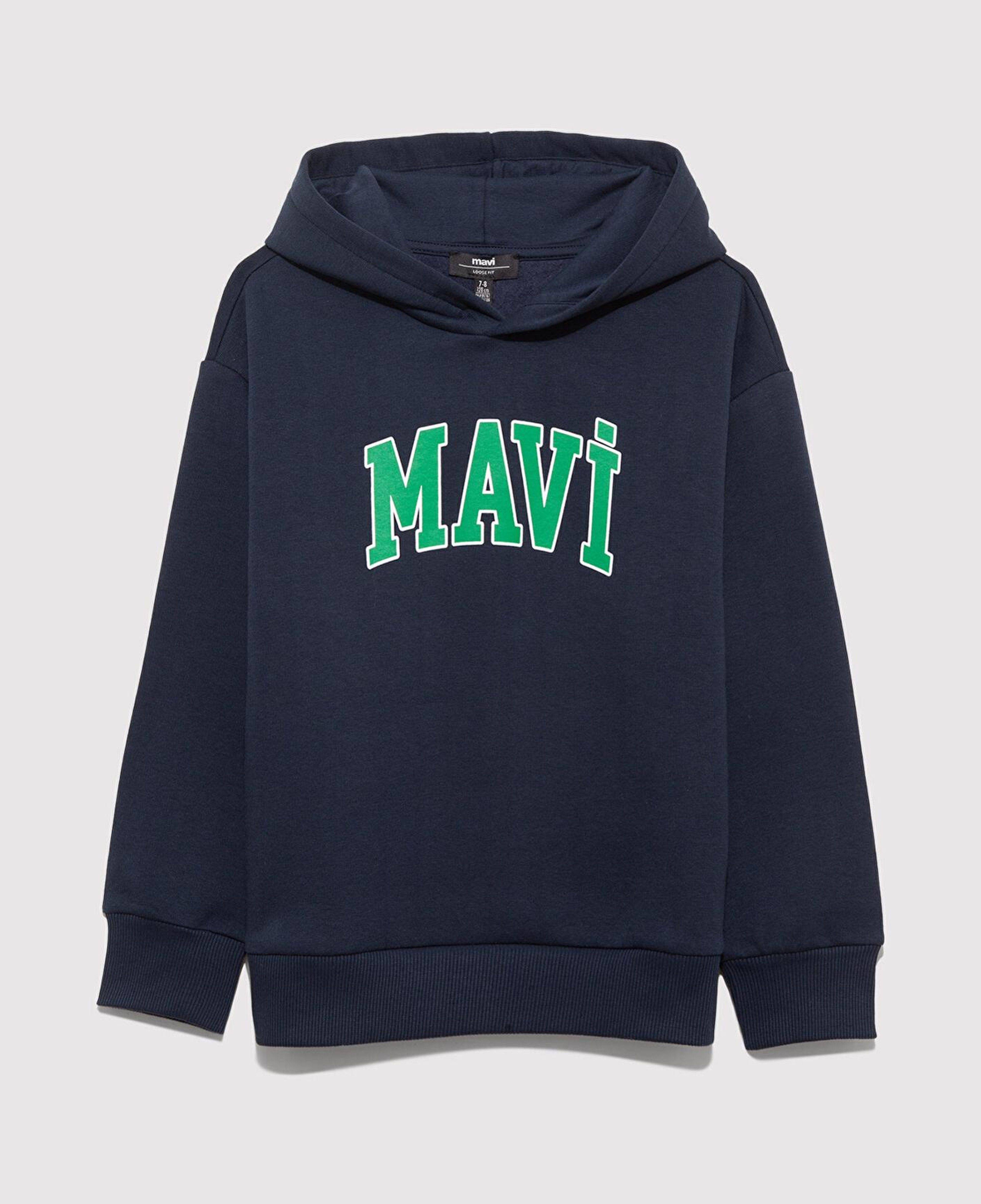 Mavi Mavi Logo Baskılı Lacivert Kapüşonlu Sweatshirt 6610110-70490
