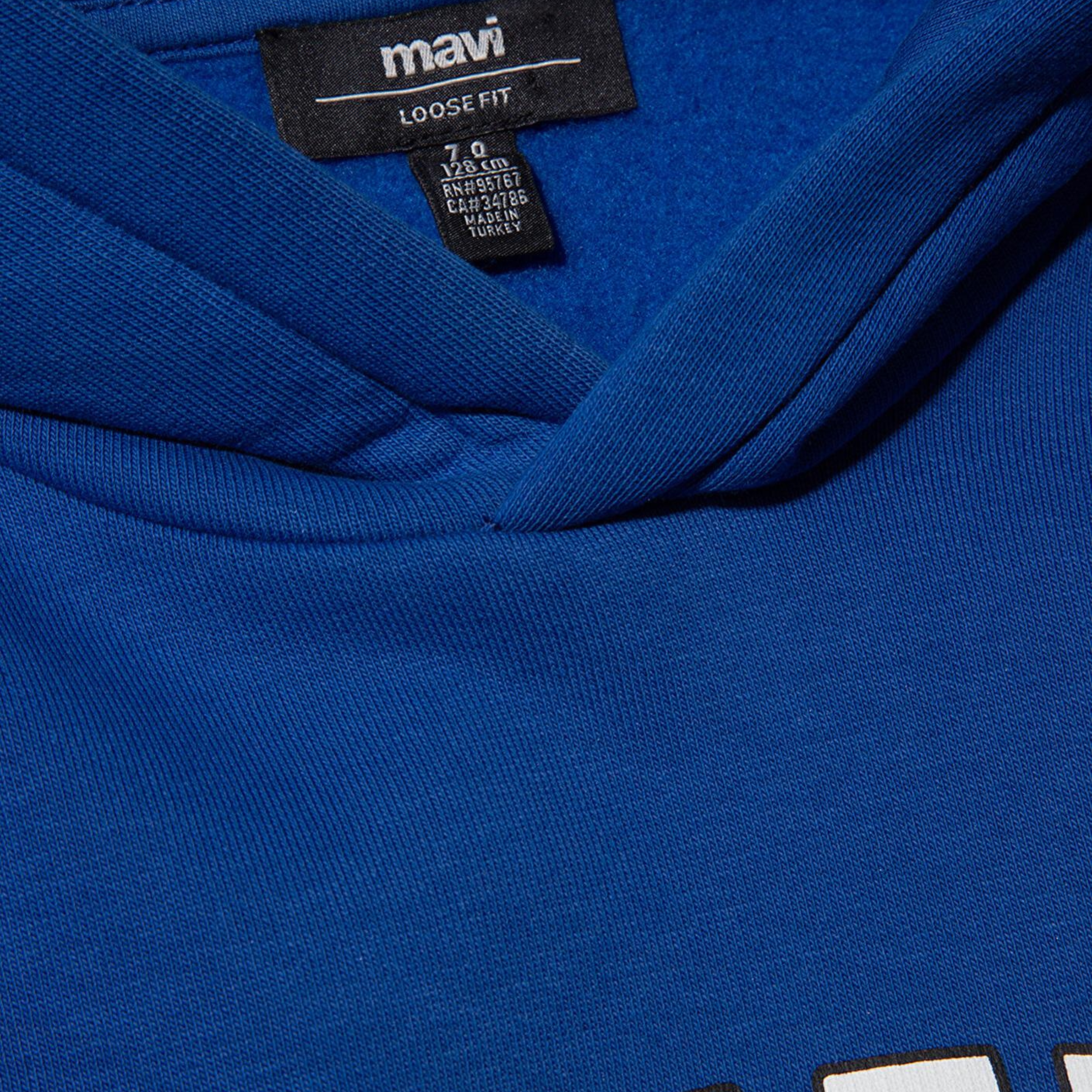 Mavi Mavi Logo Baskılı Mavi Kapüşonlu Sweatshirt 6610110-70896