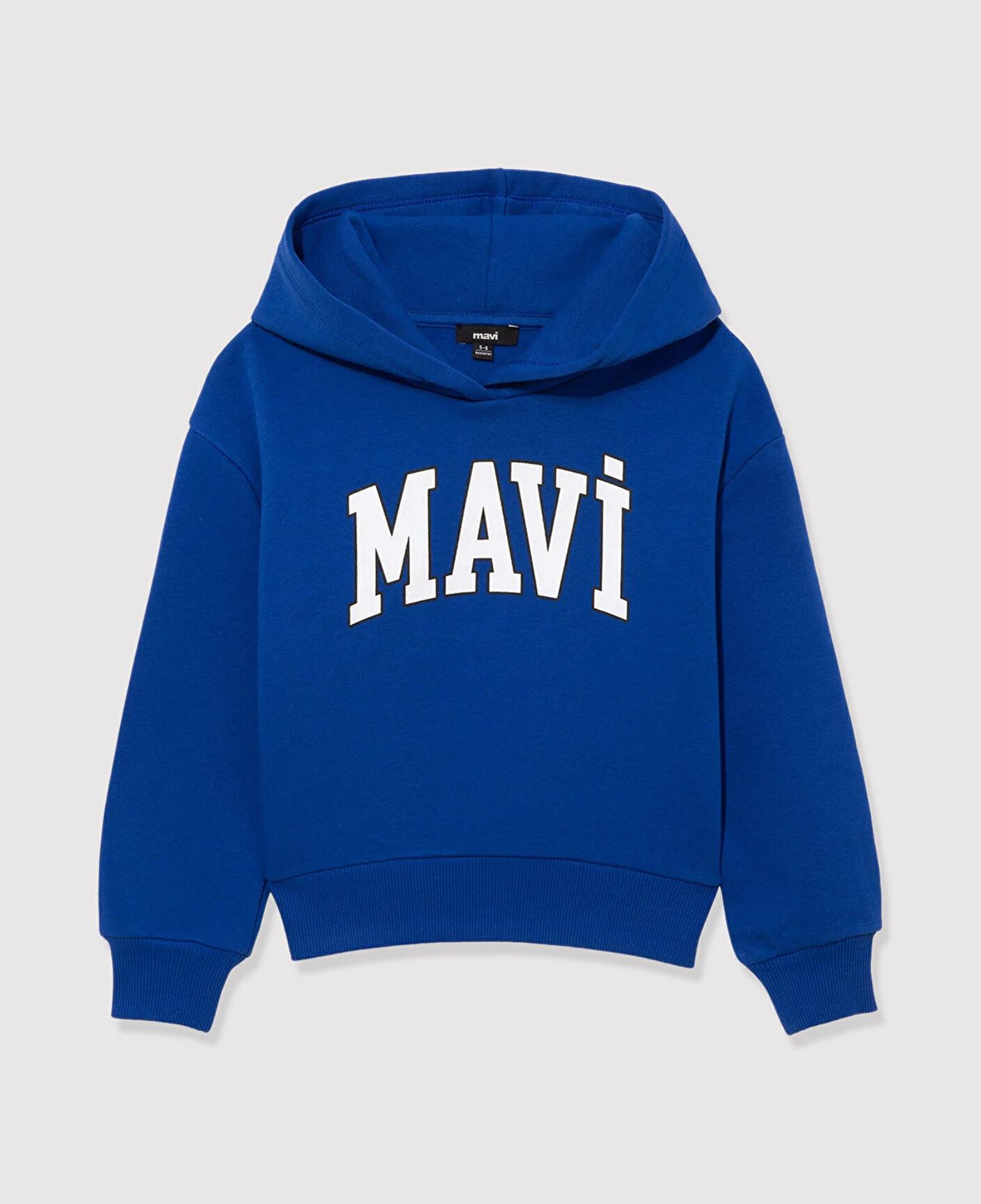 Mavi Mavi Logo Baskılı Mavi Kapüşonlu Sweatshirt 6610110-70896