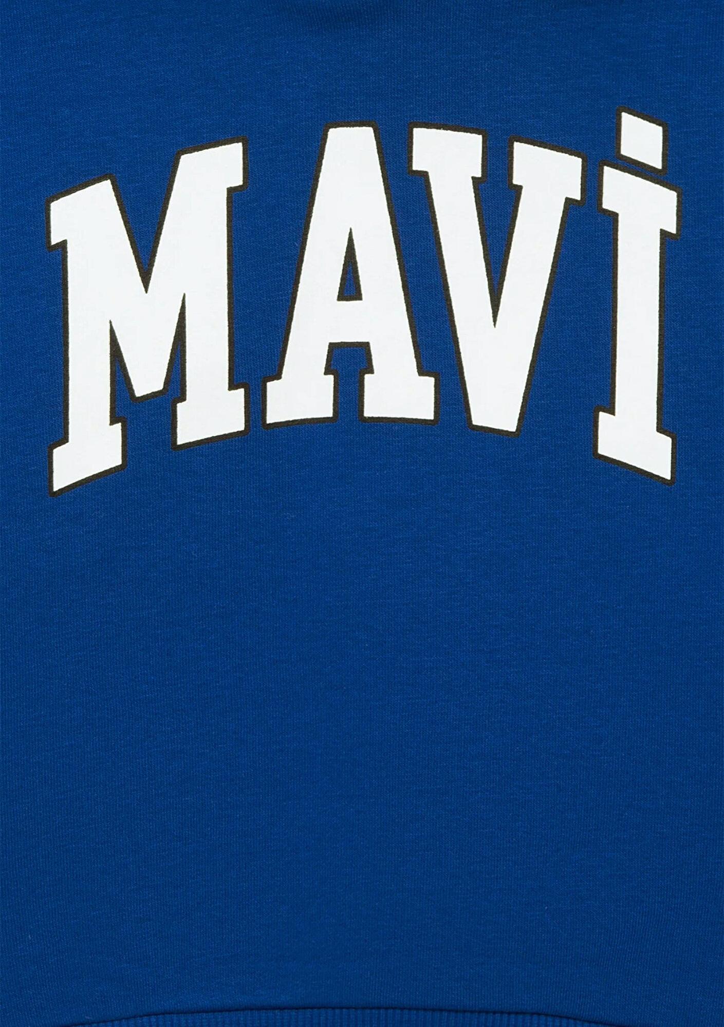 Mavi Mavi Logo Baskılı Mavi Kapüşonlu Sweatshirt 6610110-70896