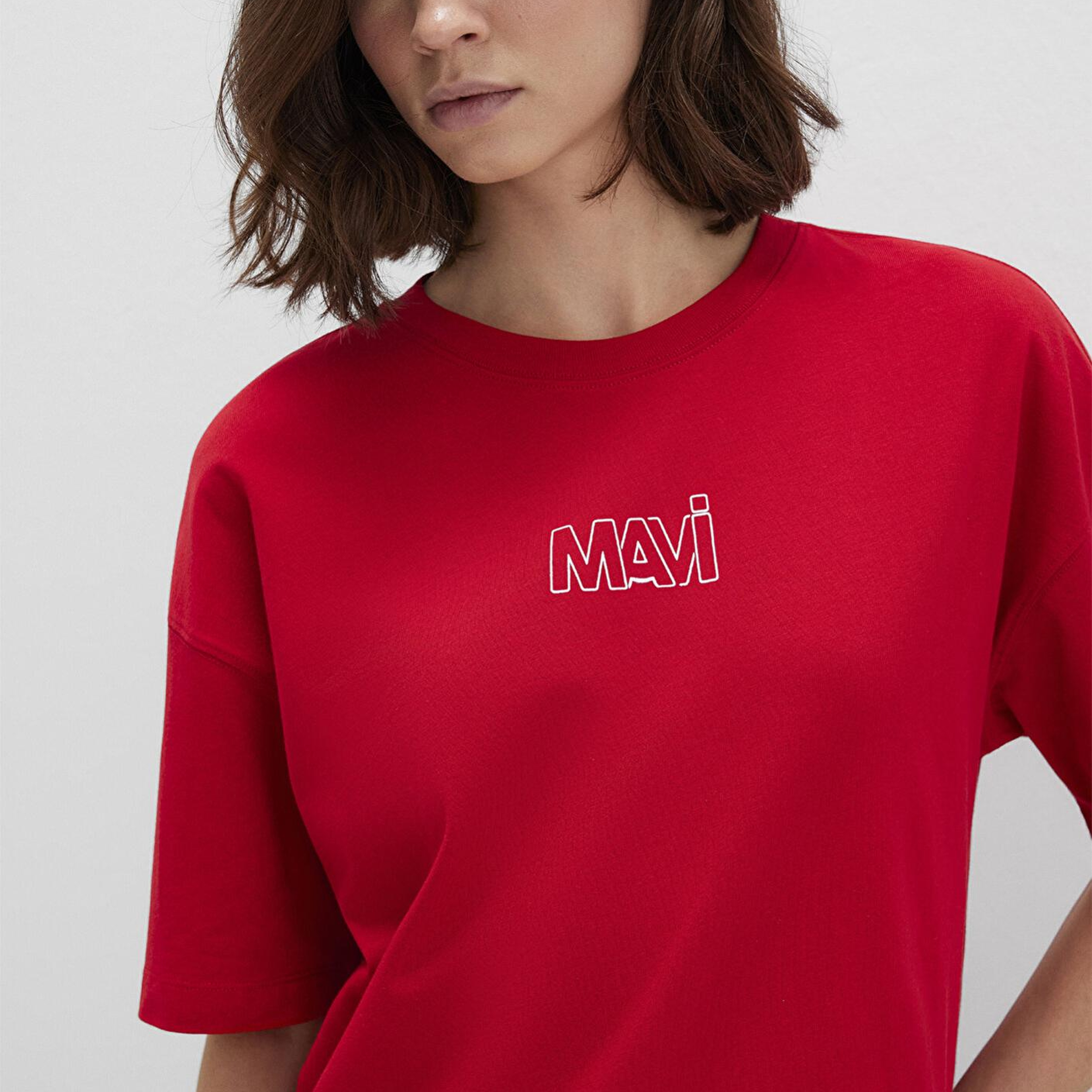 Mavi Mavi Logo Baskılı Kırmızı Tişört Oversize / Geniş Kesim 1611592-82054