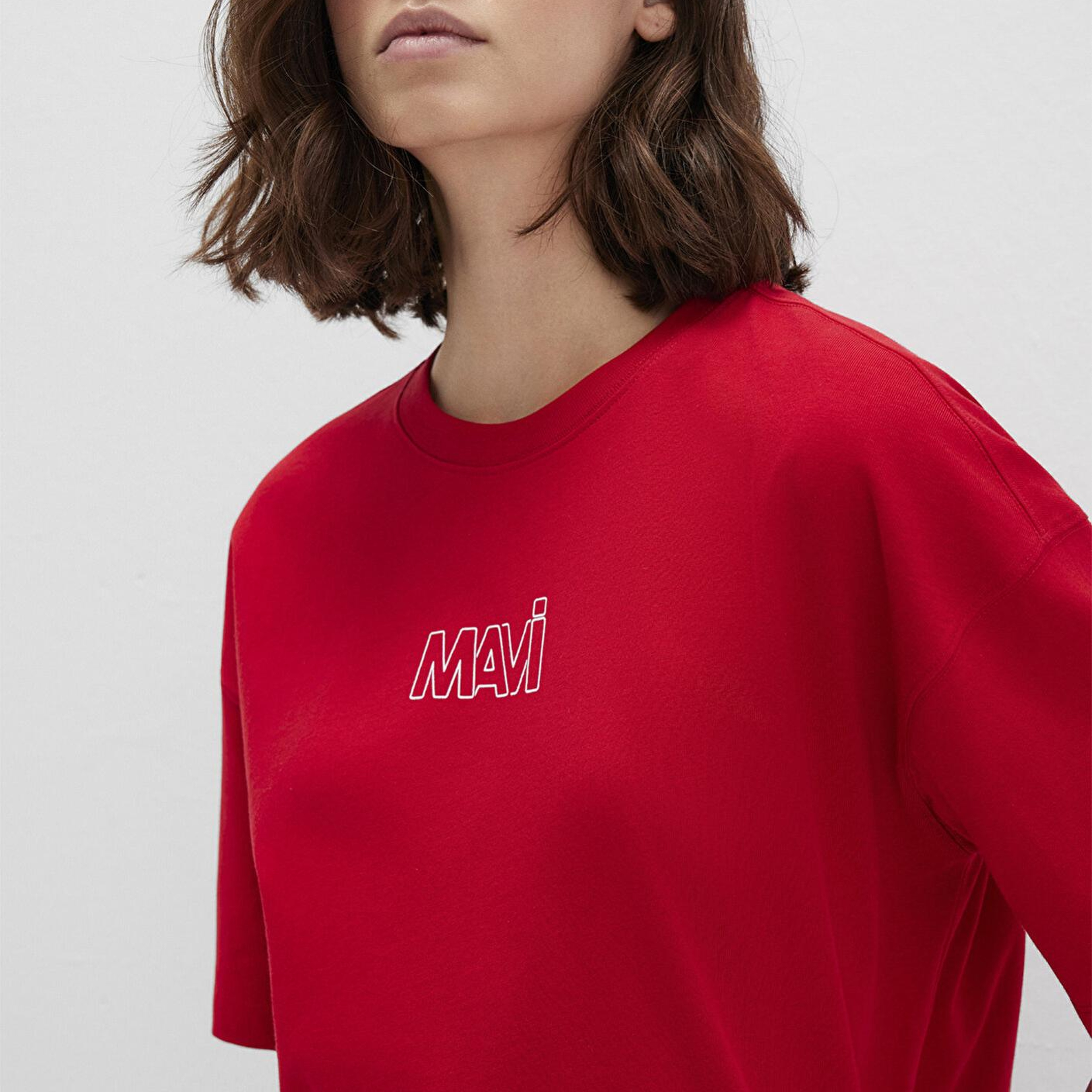 Mavi Mavi Logo Baskılı Kırmızı Tişört Oversize / Geniş Kesim 1611592-82054