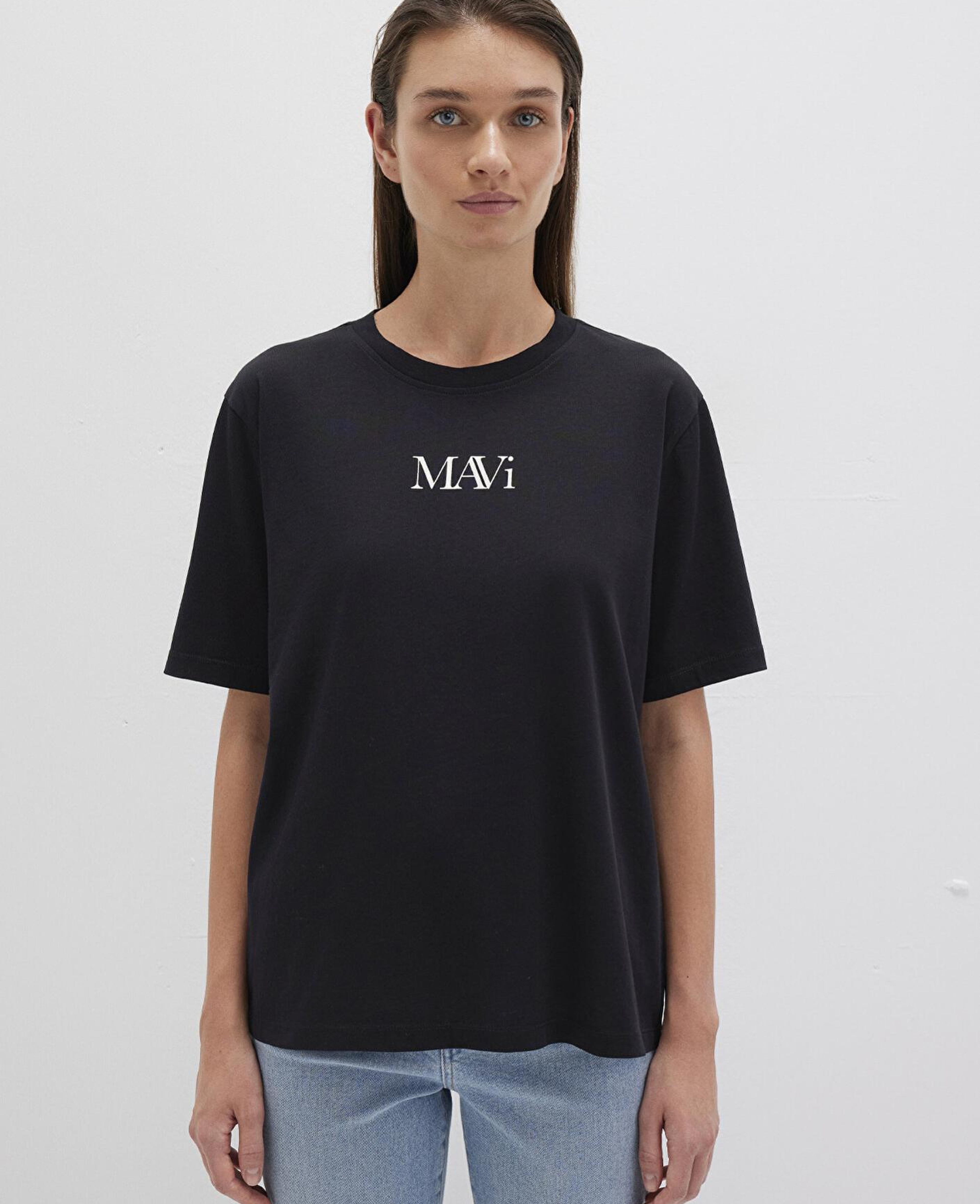 Mavi Mavi Logo Baskılı Siyah Tişört Regular Fit / Normal Kesim 1611594-900