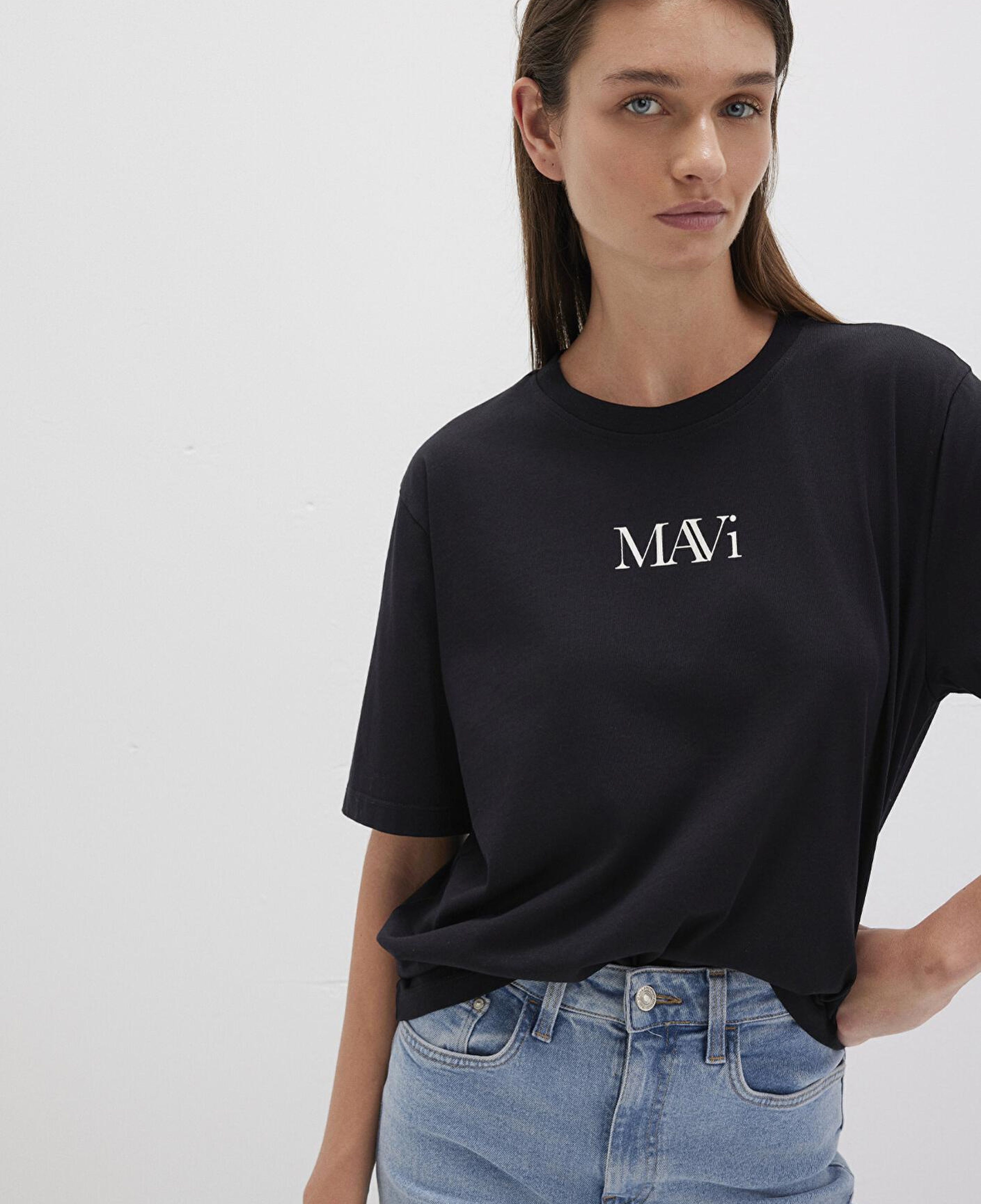 Mavi Mavi Logo Baskılı Siyah Tişört Regular Fit / Normal Kesim 1611594-900