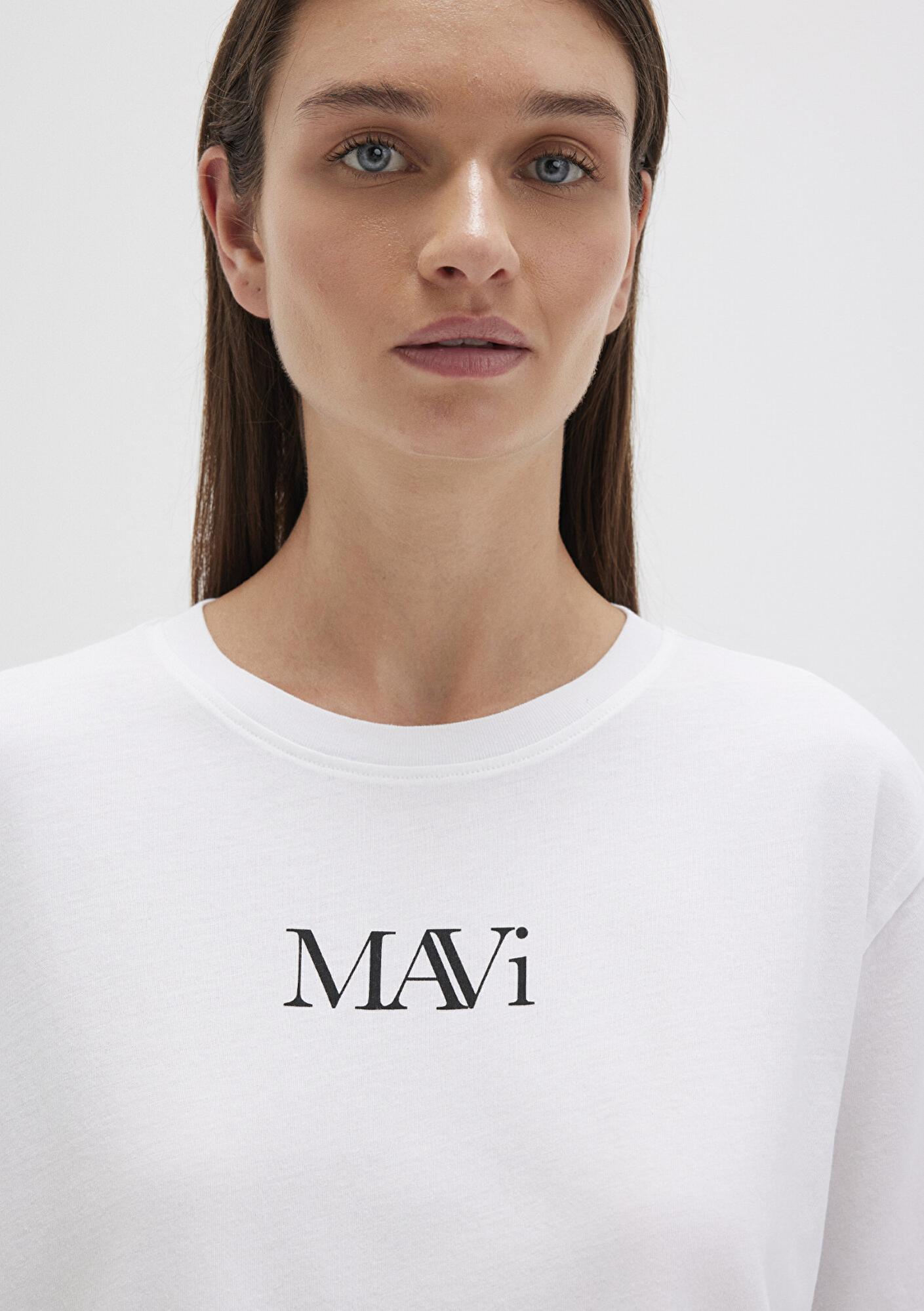 Mavi Mavi Logo Baskılı Beyaz Tişört Regular Fit / Normal Kesim 1611594-620