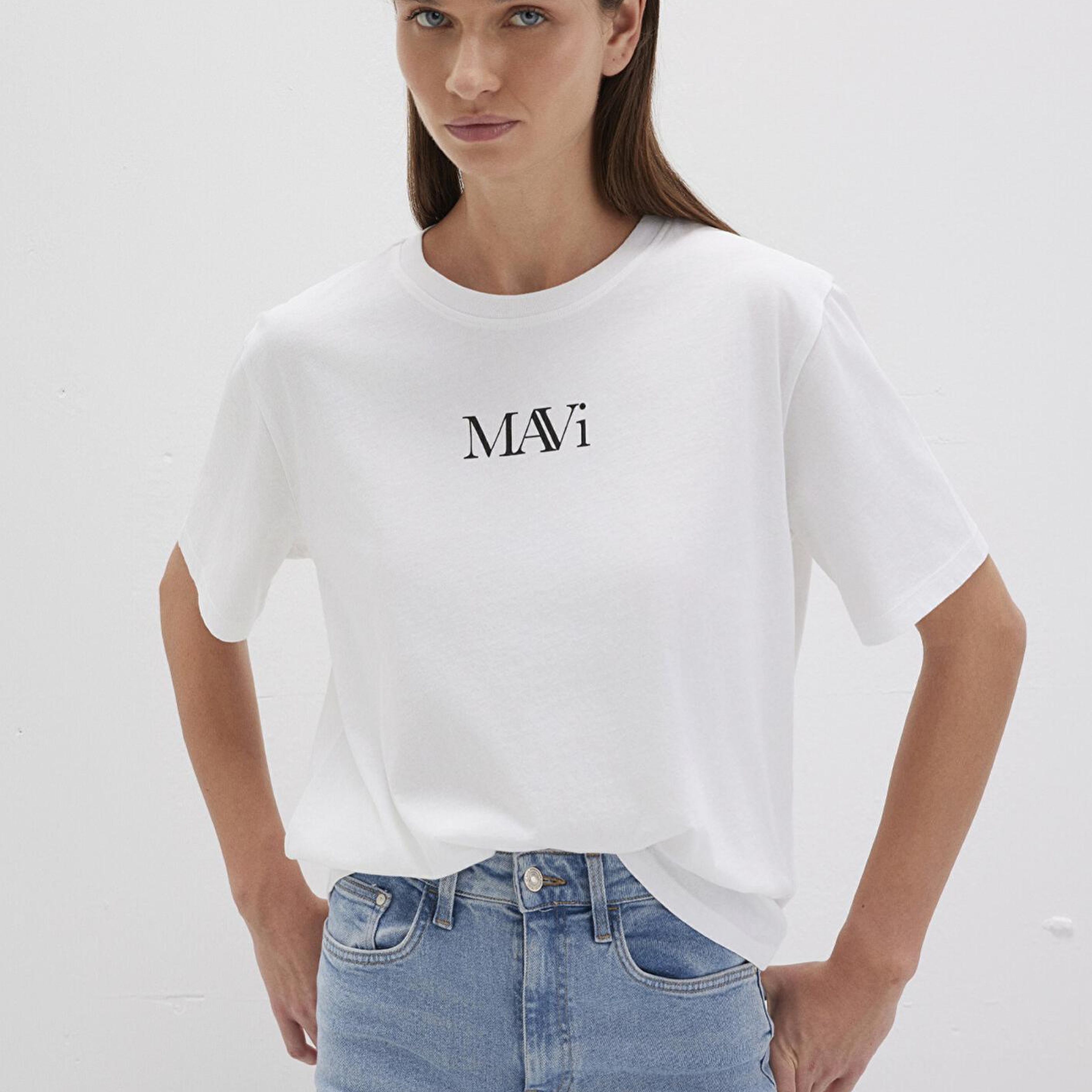 Mavi Mavi Logo Baskılı Beyaz Tişört Regular Fit / Normal Kesim 1611594-620