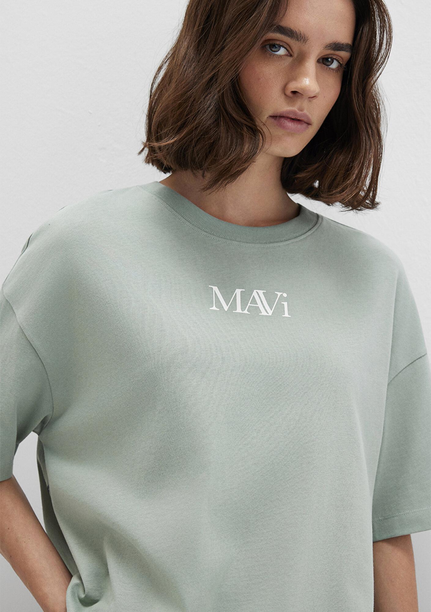 Mavi Mavi Logo Baskılı Yeşil Tişört Oversize / Geniş Kesim 1611593-71787