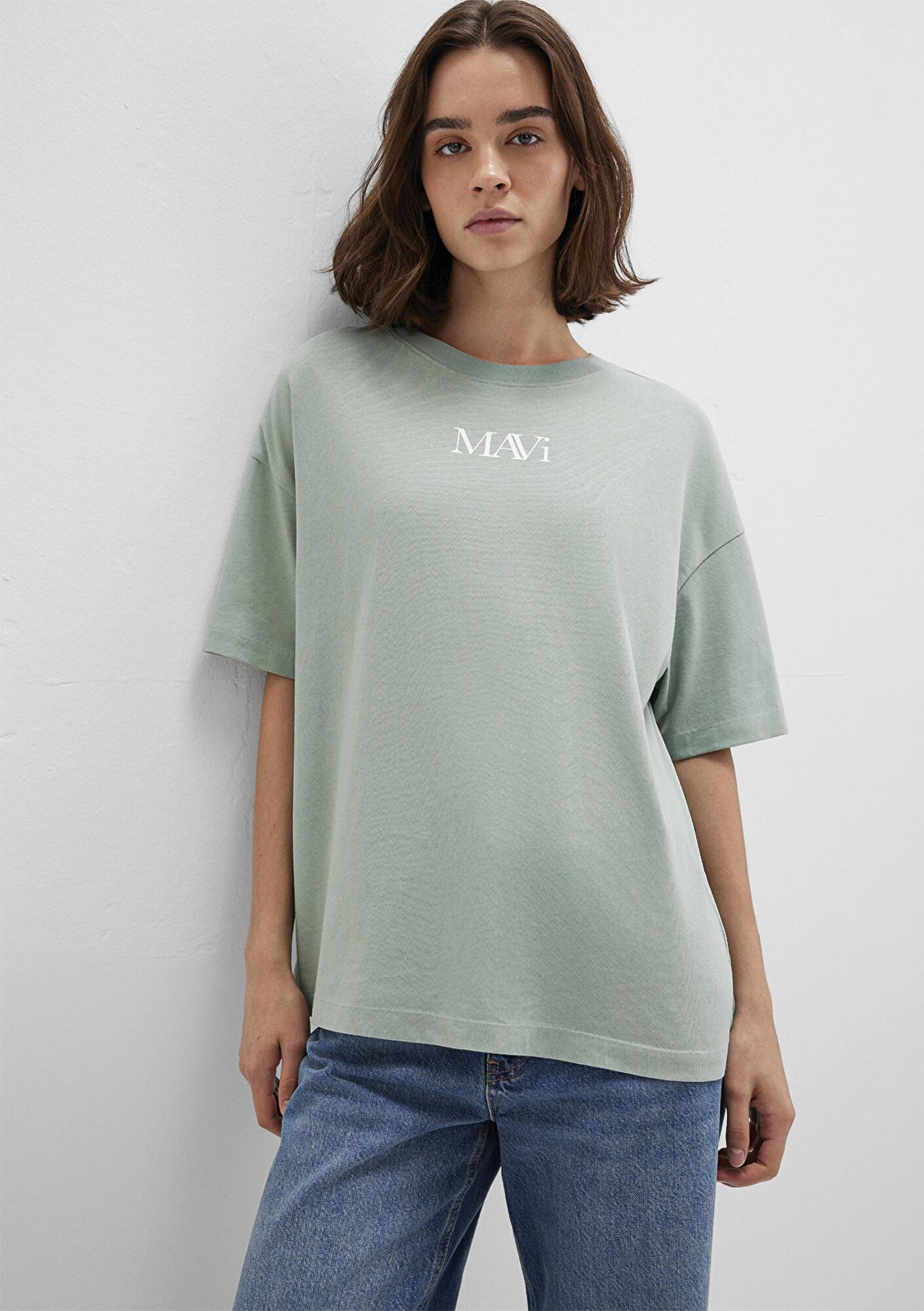 Mavi Mavi Logo Baskılı Yeşil Tişört Oversize / Geniş Kesim 1611593-71787