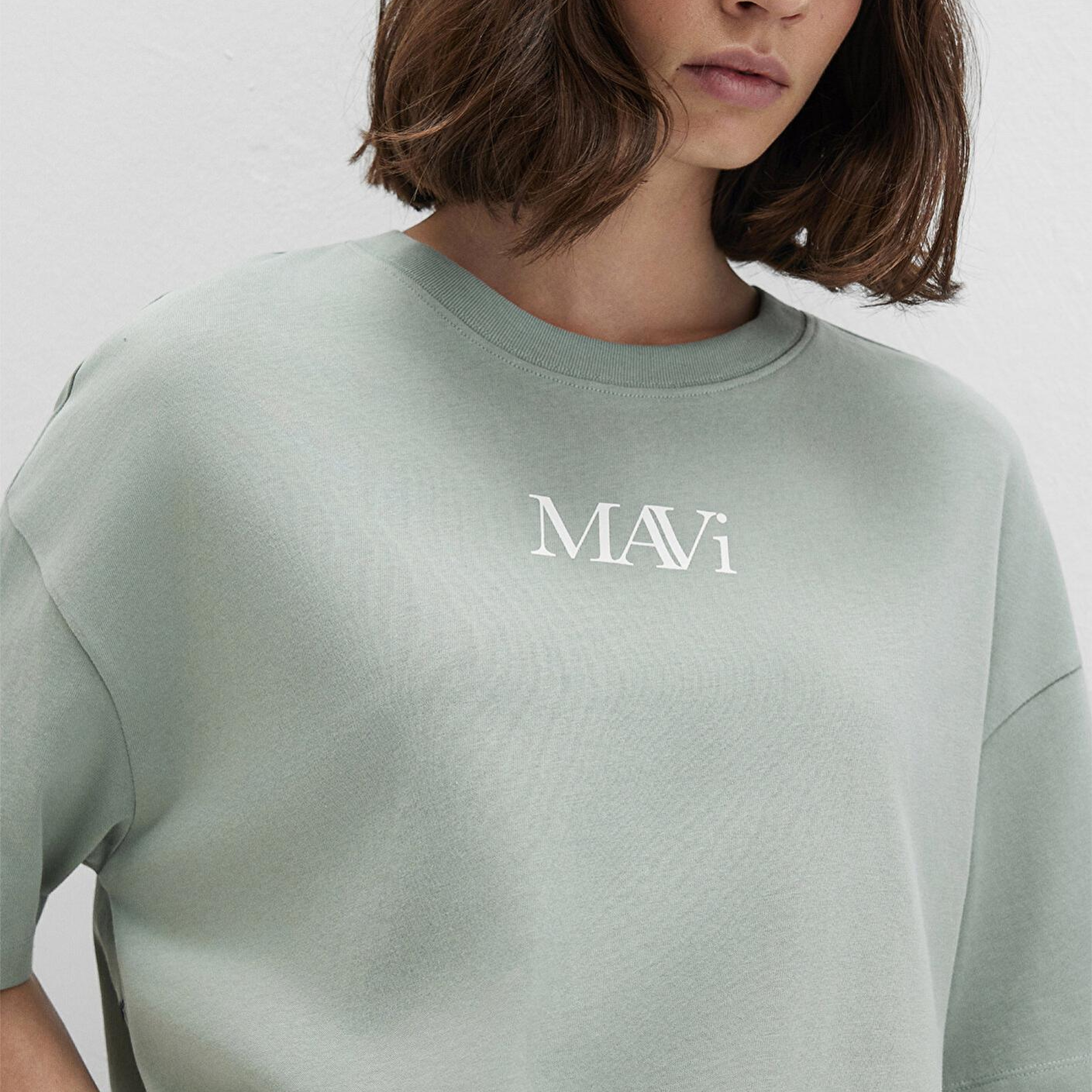 Mavi Mavi Logo Baskılı Yeşil Tişört Oversize / Geniş Kesim 1611593-71787