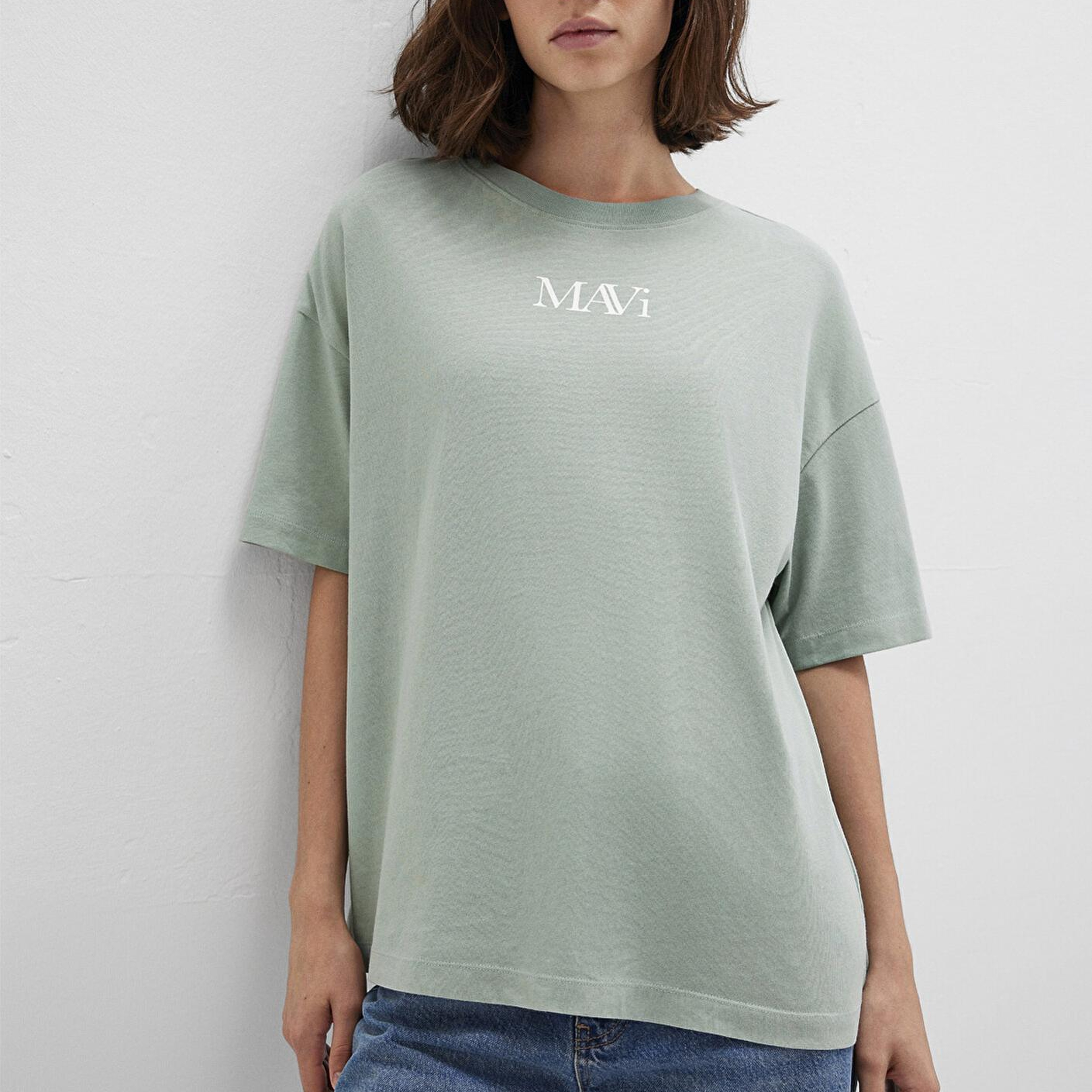 Mavi Mavi Logo Baskılı Yeşil Tişört Oversize / Geniş Kesim 1611593-71787