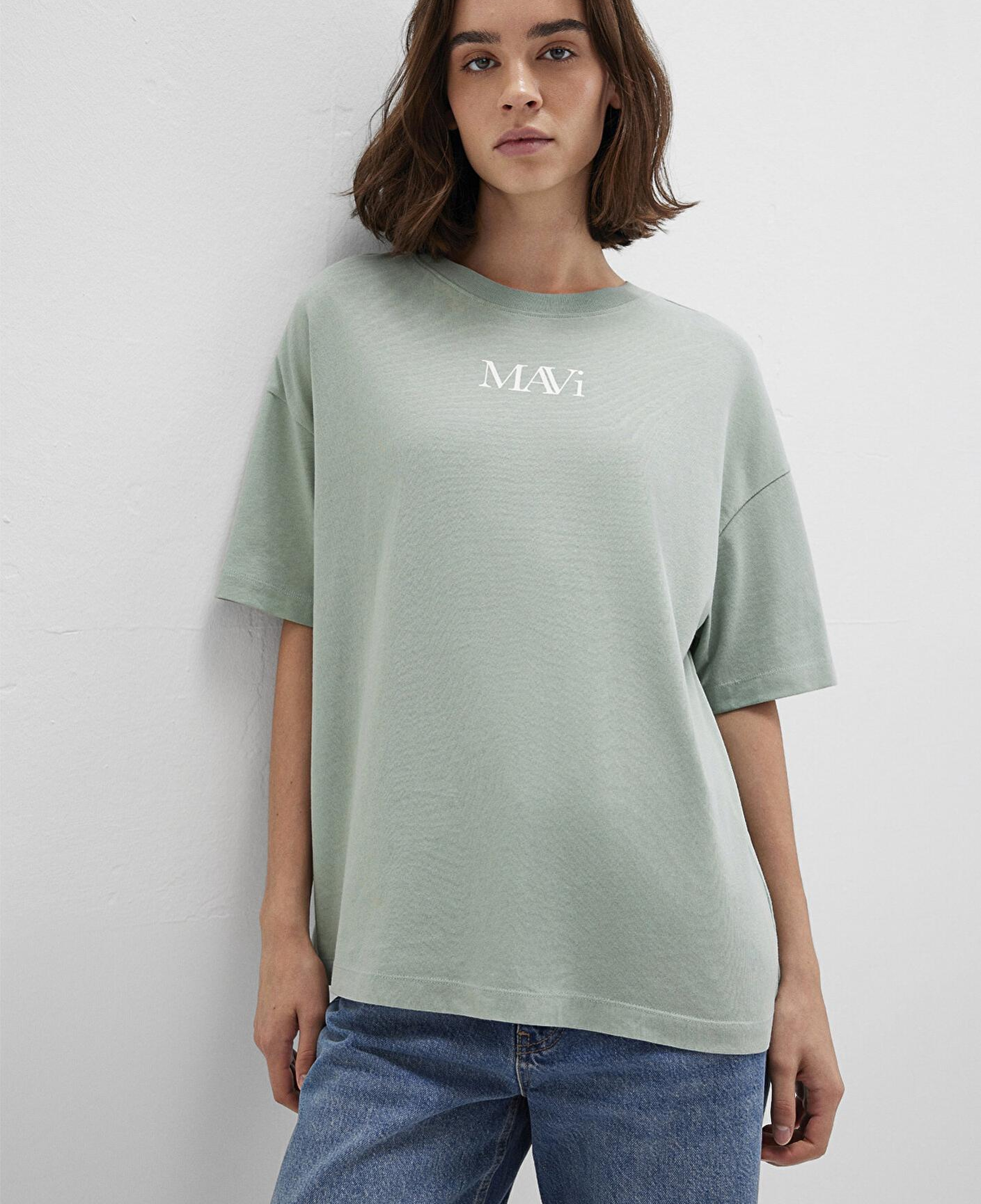 Mavi Mavi Logo Baskılı Yeşil Tişört Oversize / Geniş Kesim 1611593-71787