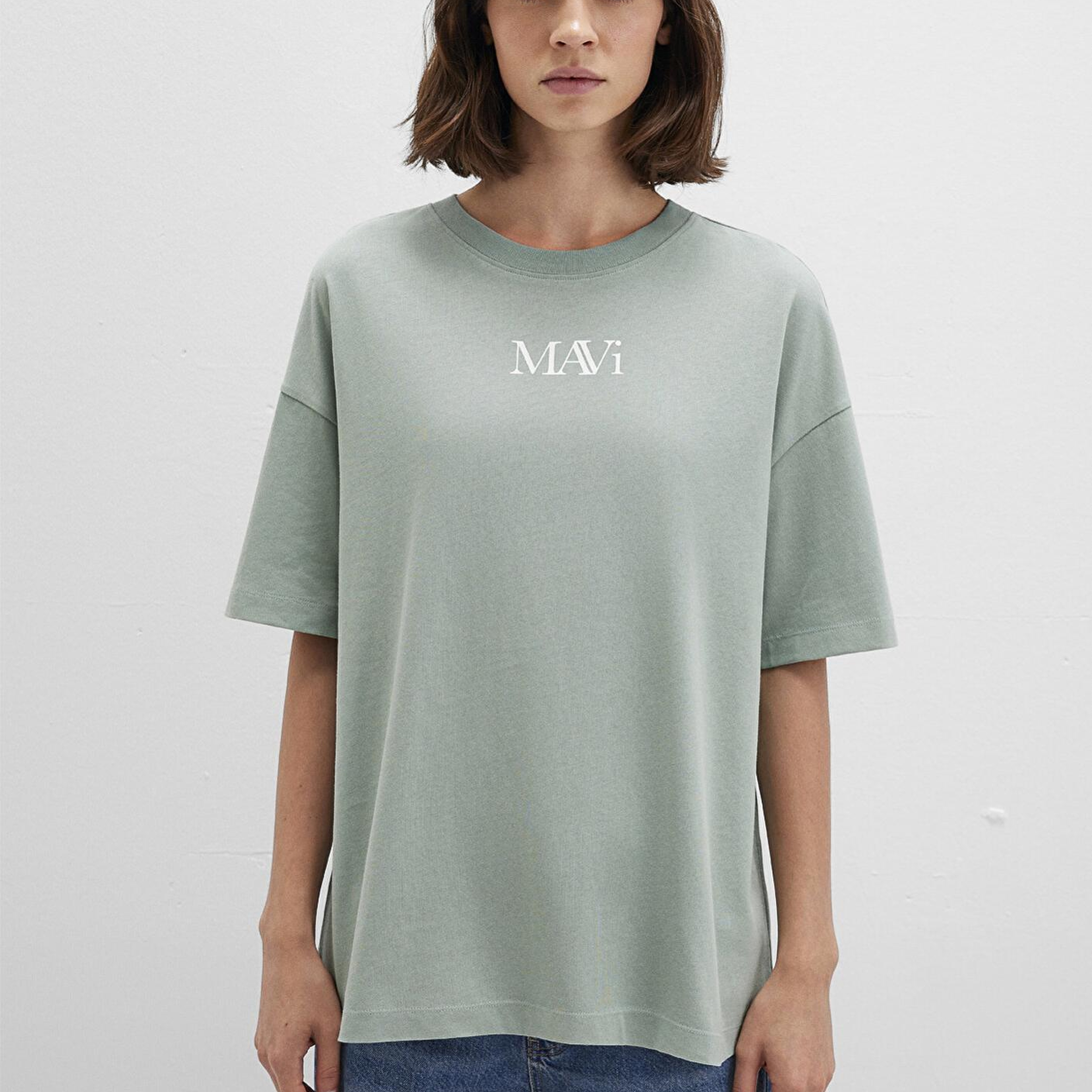 Mavi Mavi Logo Baskılı Yeşil Tişört Oversize / Geniş Kesim 1611593-71787