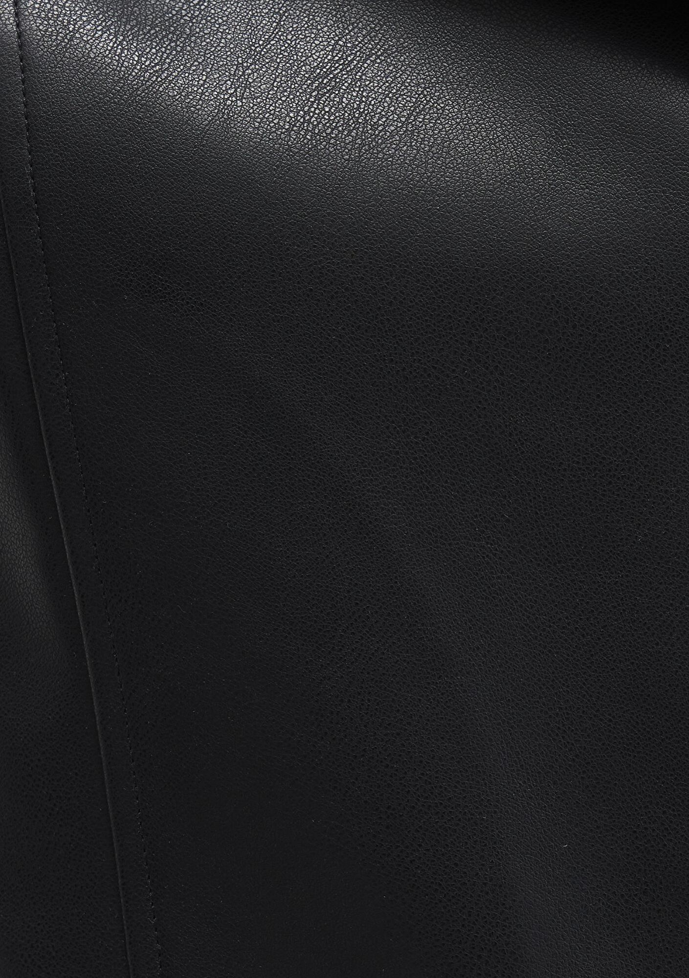 Mavi Biker Yaka Siyah Suni Deri Ceket Fitted / Vücuda Oturan Kesim 1110221-900