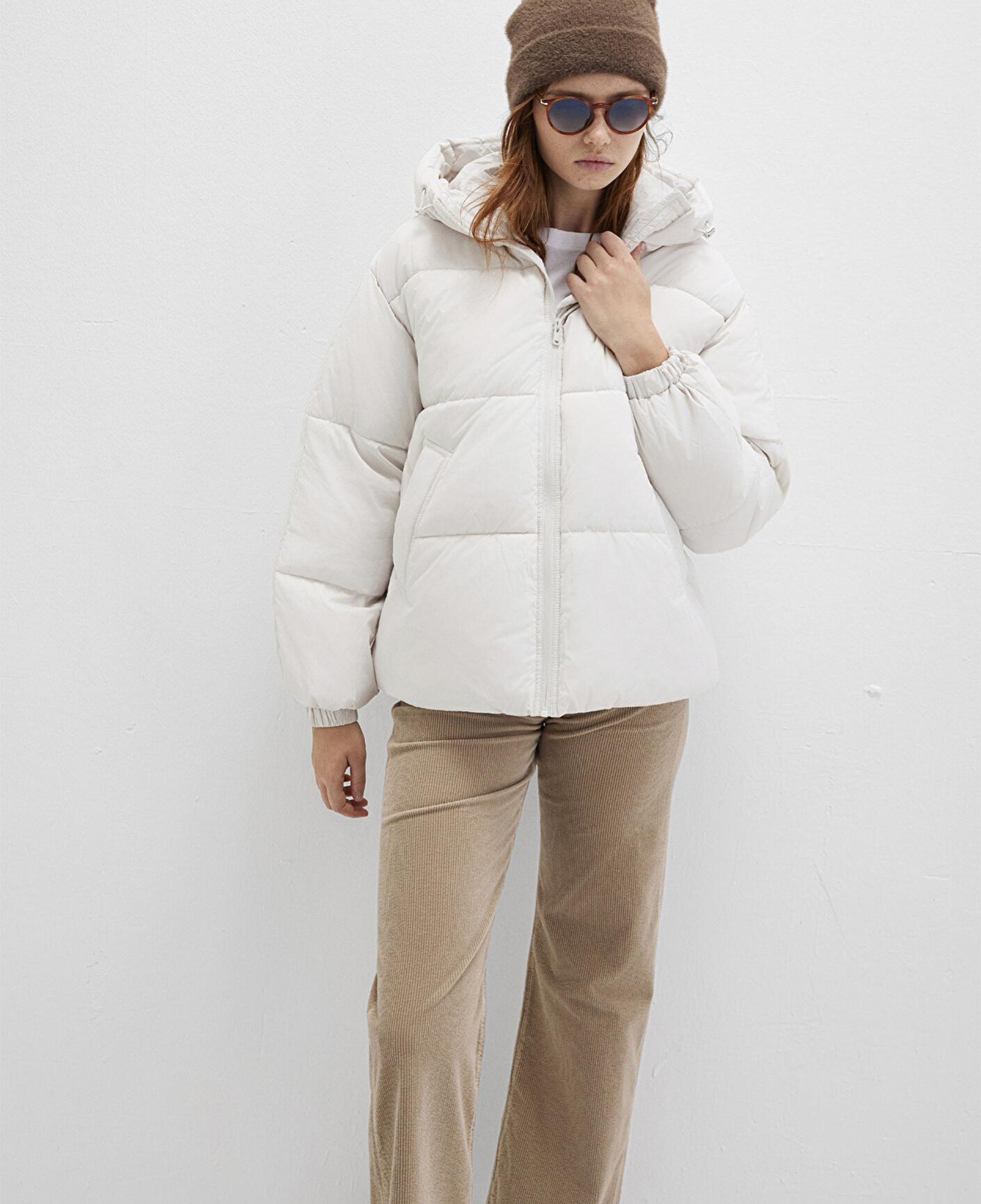 Mavi Su İtici Kapüşonlu Beyaz Şişme Mont 1110199-83746