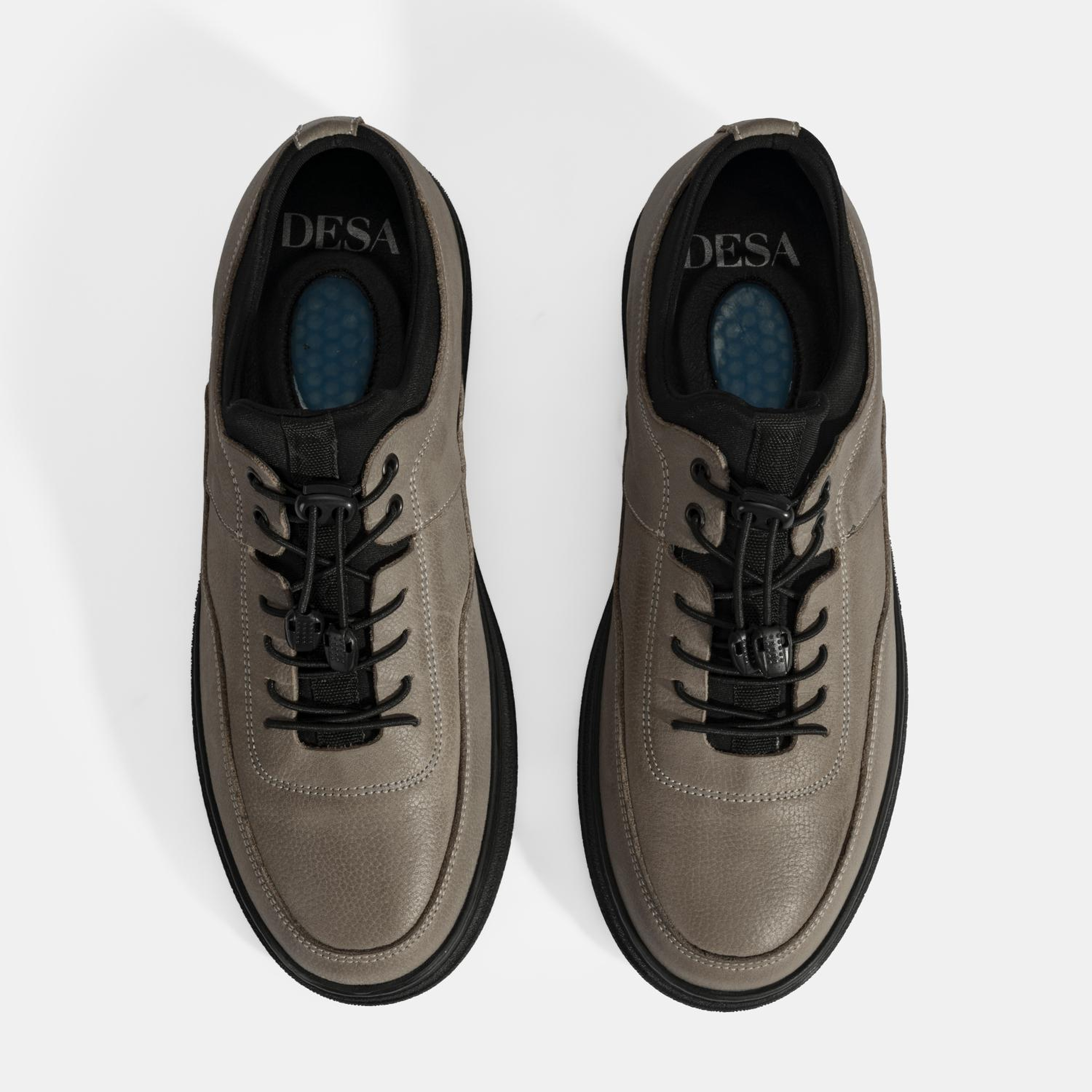 Erkek Gri Bağcıklı Nubuk Deri Günlük Ayakkabı