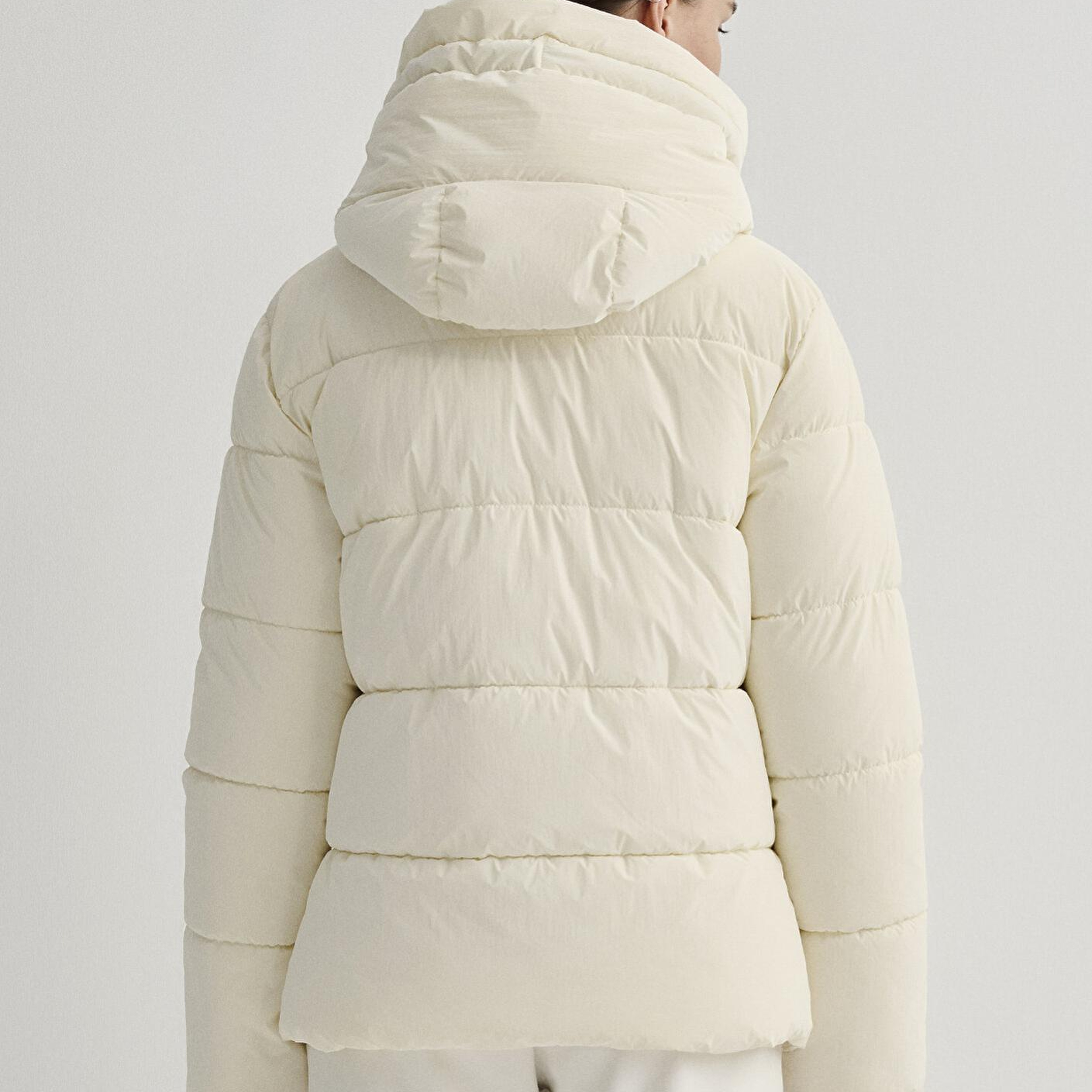 Mavi Kapüşonlu Ekru Şişme Mont 1110043-83043