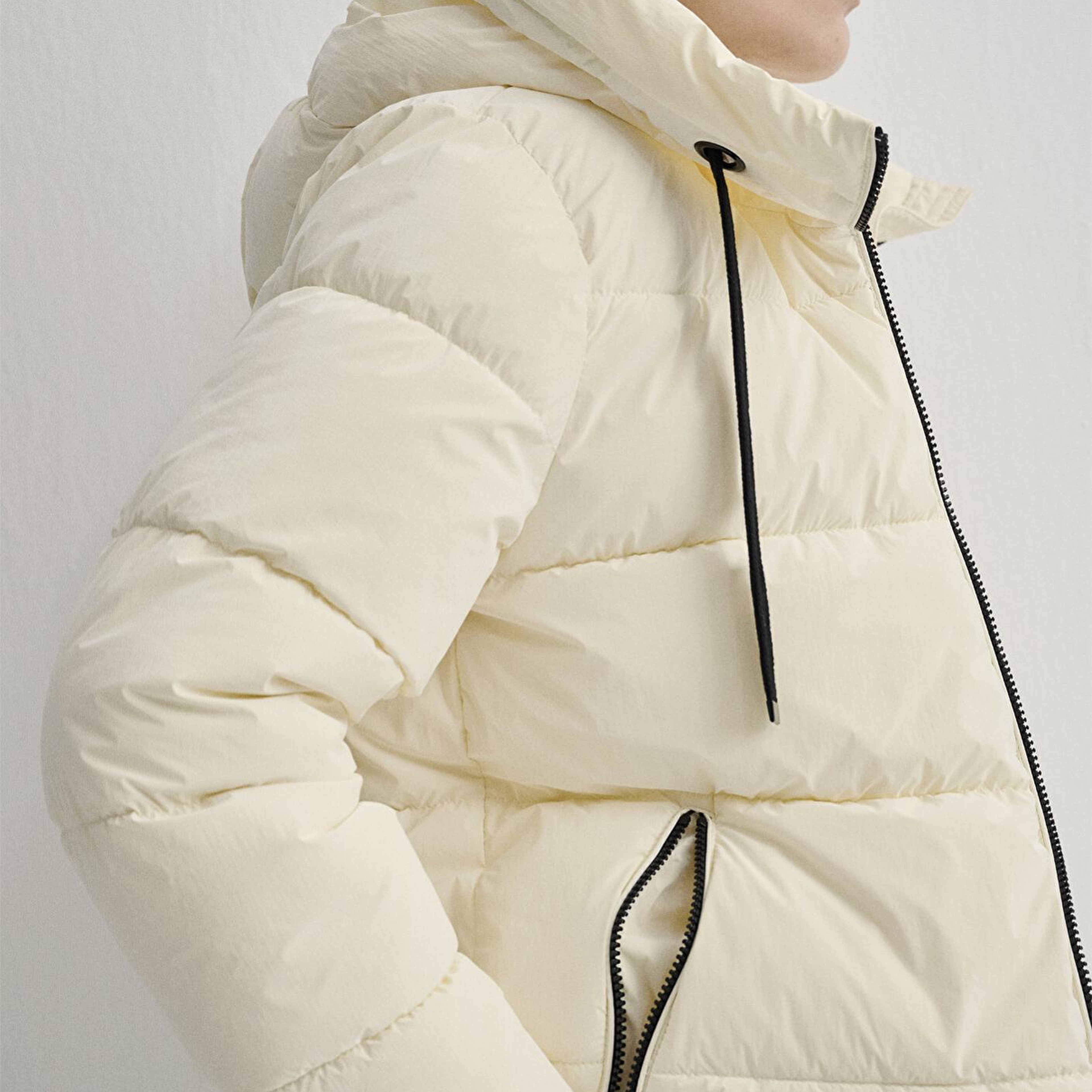 Mavi Kapüşonlu Ekru Şişme Mont 1110043-83043