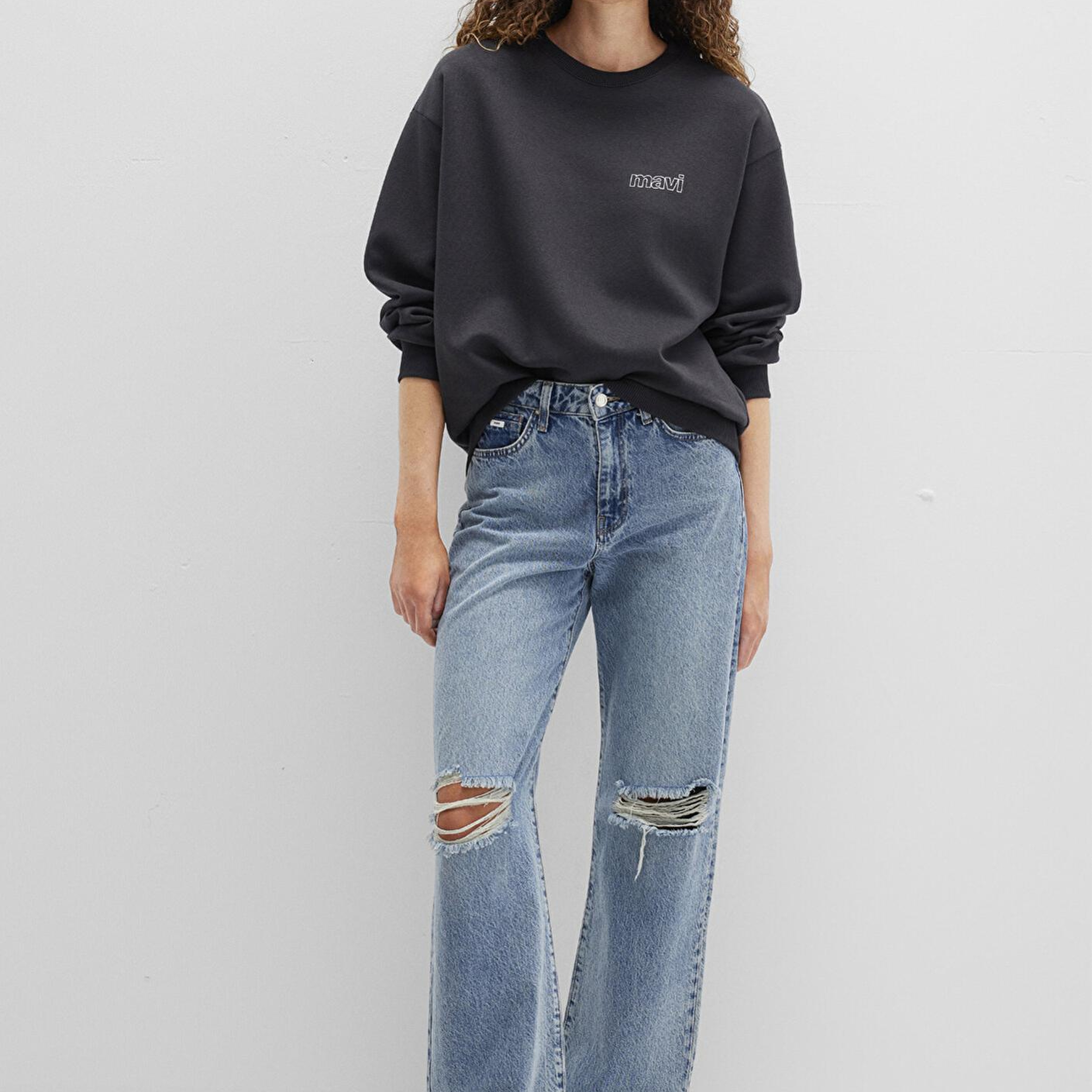 Mavi Mavi Logo Baskılı Antrasit Sweatshirt 1611656-82185