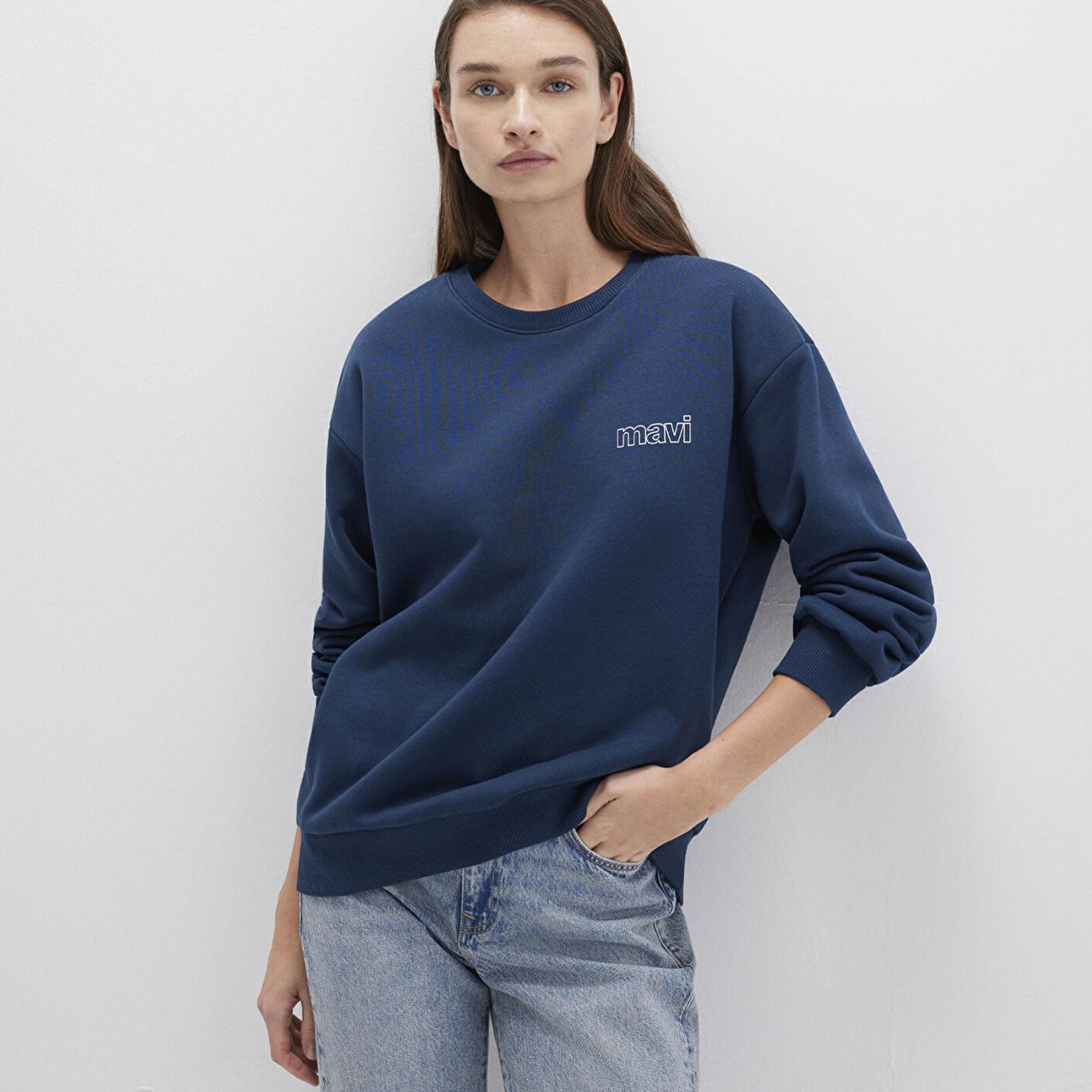 Mavi Mavi Logo Baskılı Lacivert Sweatshirt 1611656-82454