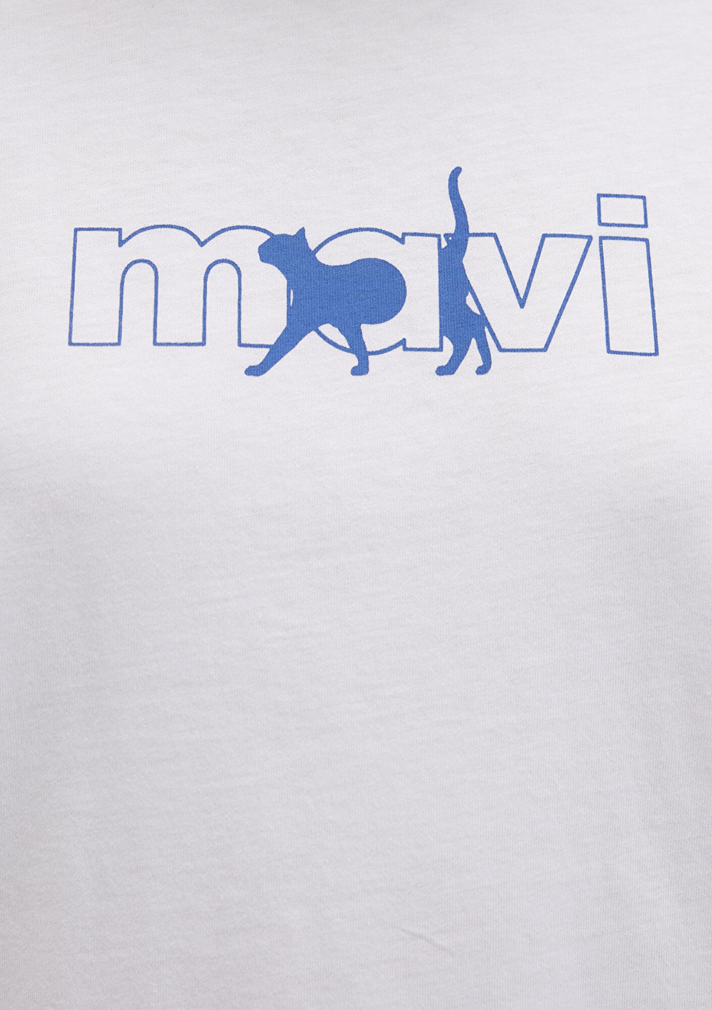 Mavi Mavi Kedi Logo Baskılı Beyaz Tişört Regular Fit / Normal Kesim 1611478-620