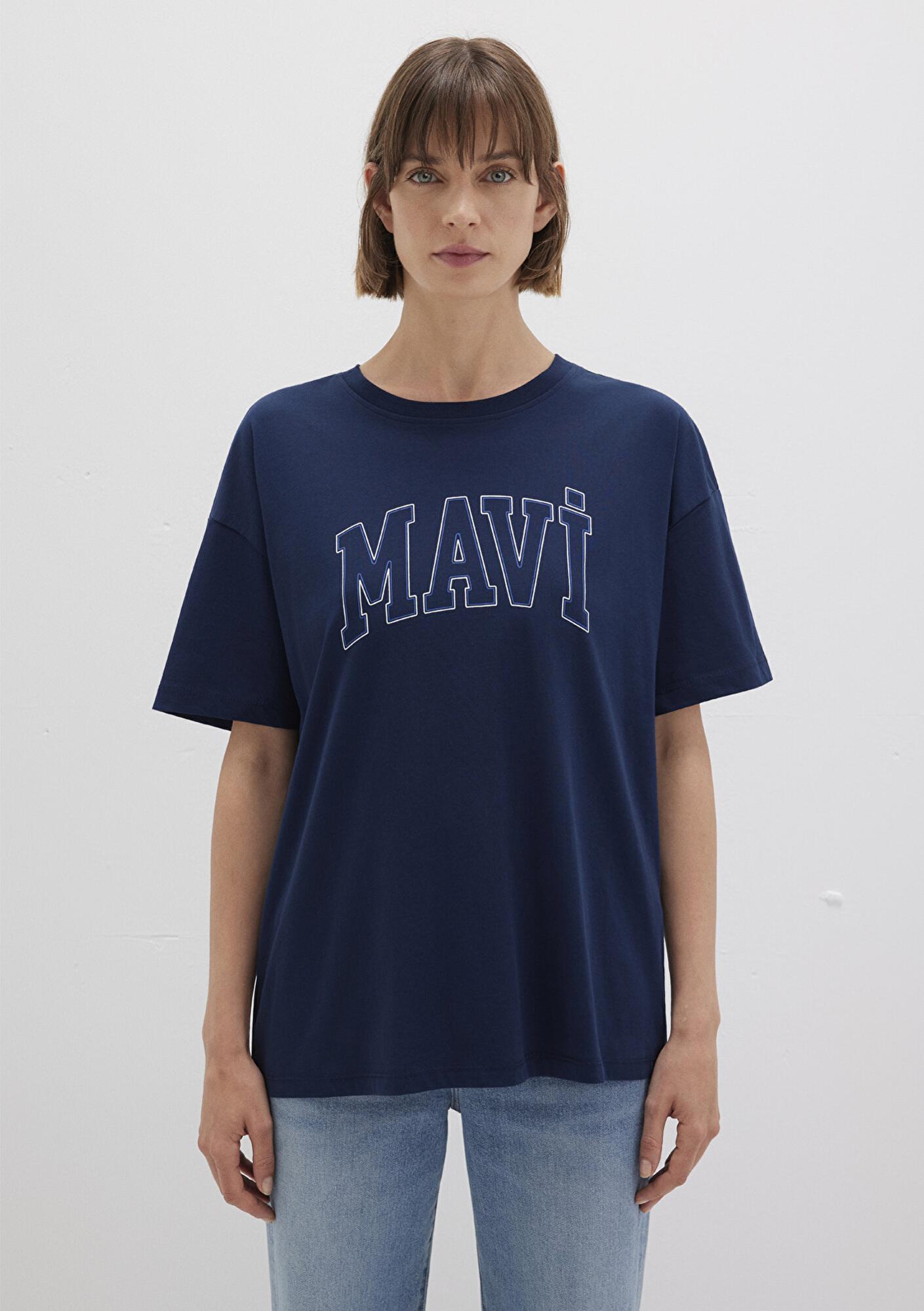 Mavi Mavi Logo Baskılı Lacivert Tişört Regular Fit / Normal Kesim 1611193-70488