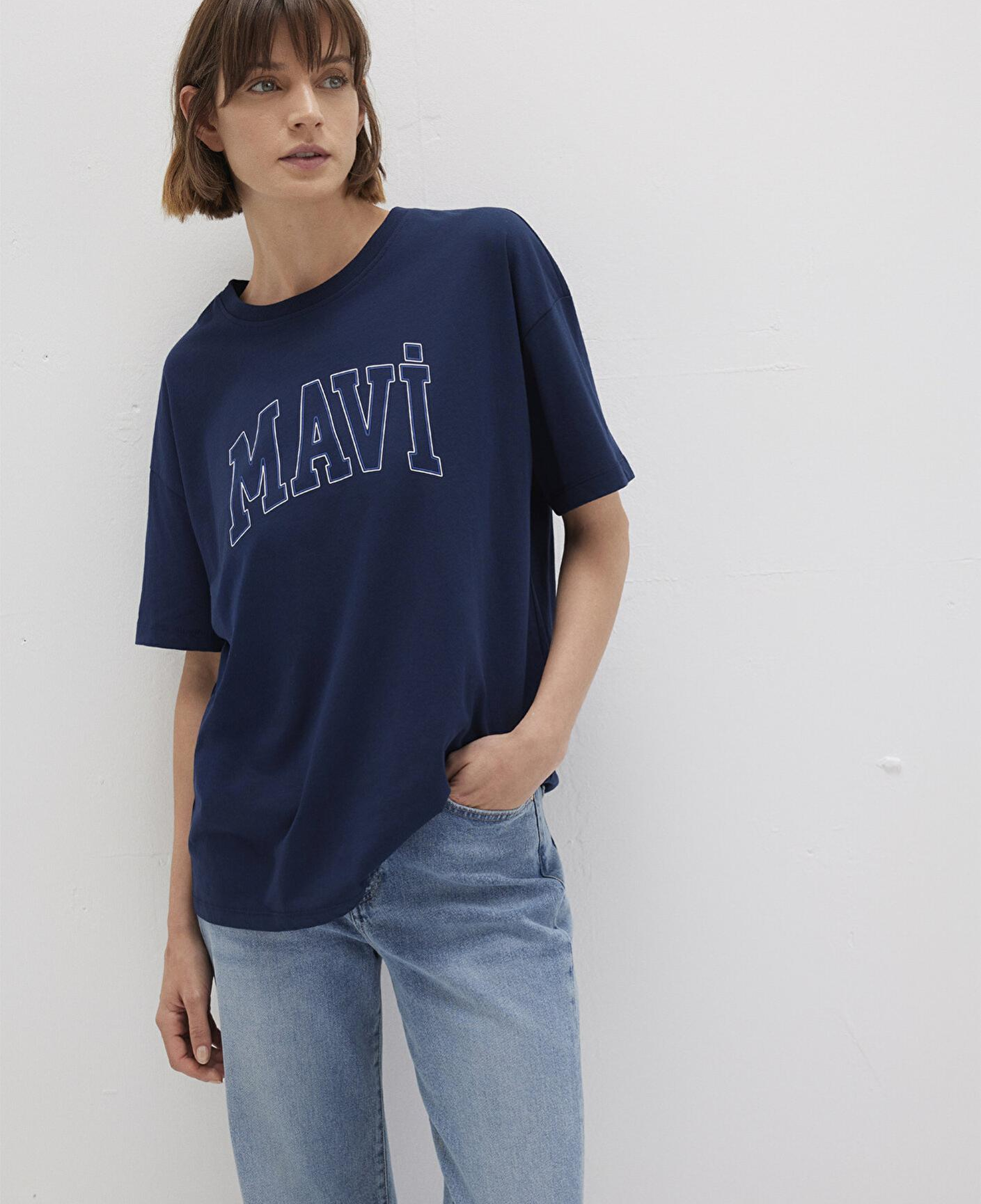 Mavi Mavi Logo Baskılı Lacivert Tişört Regular Fit / Normal Kesim 1611193-70488