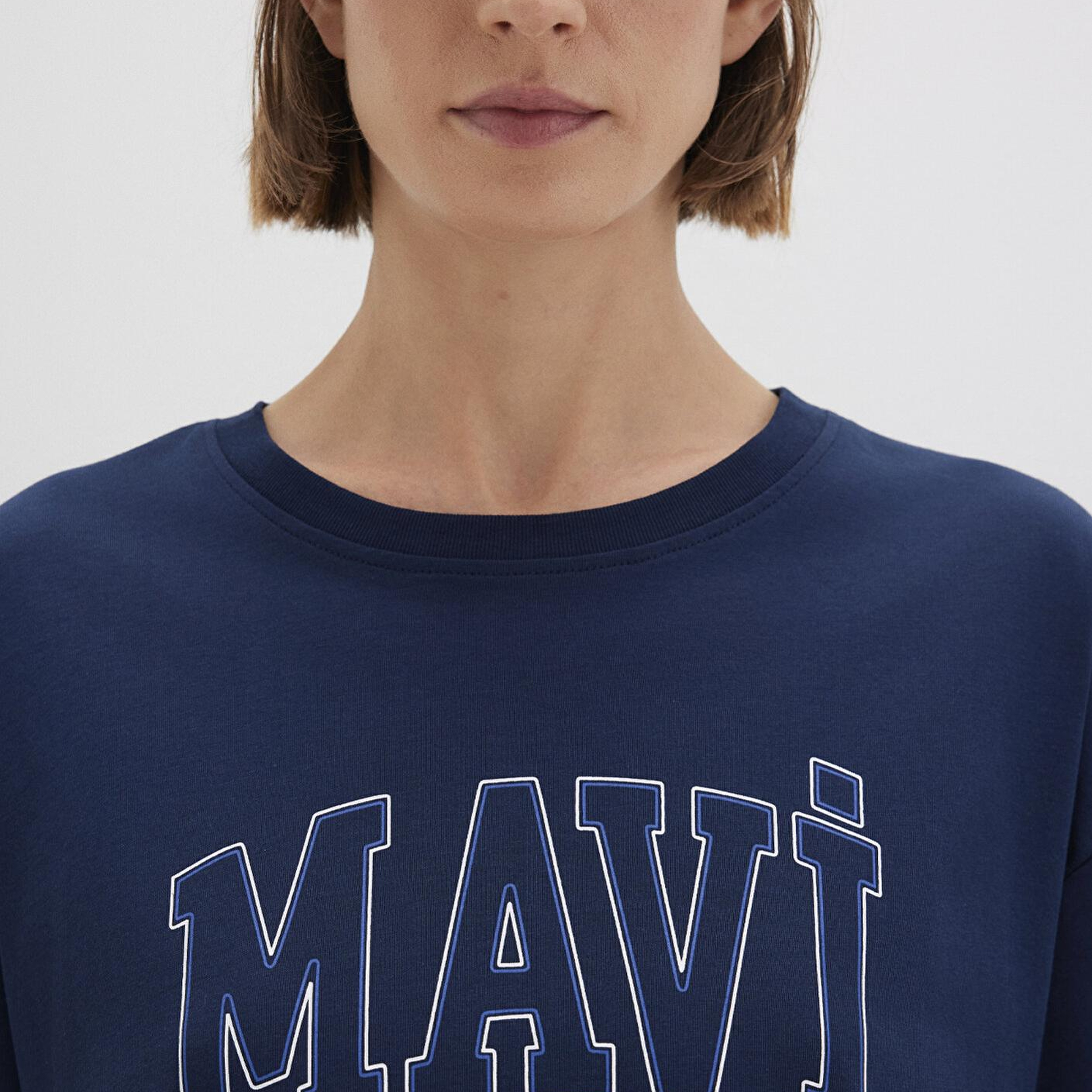 Mavi Mavi Logo Baskılı Lacivert Tişört Regular Fit / Normal Kesim 1611193-70488