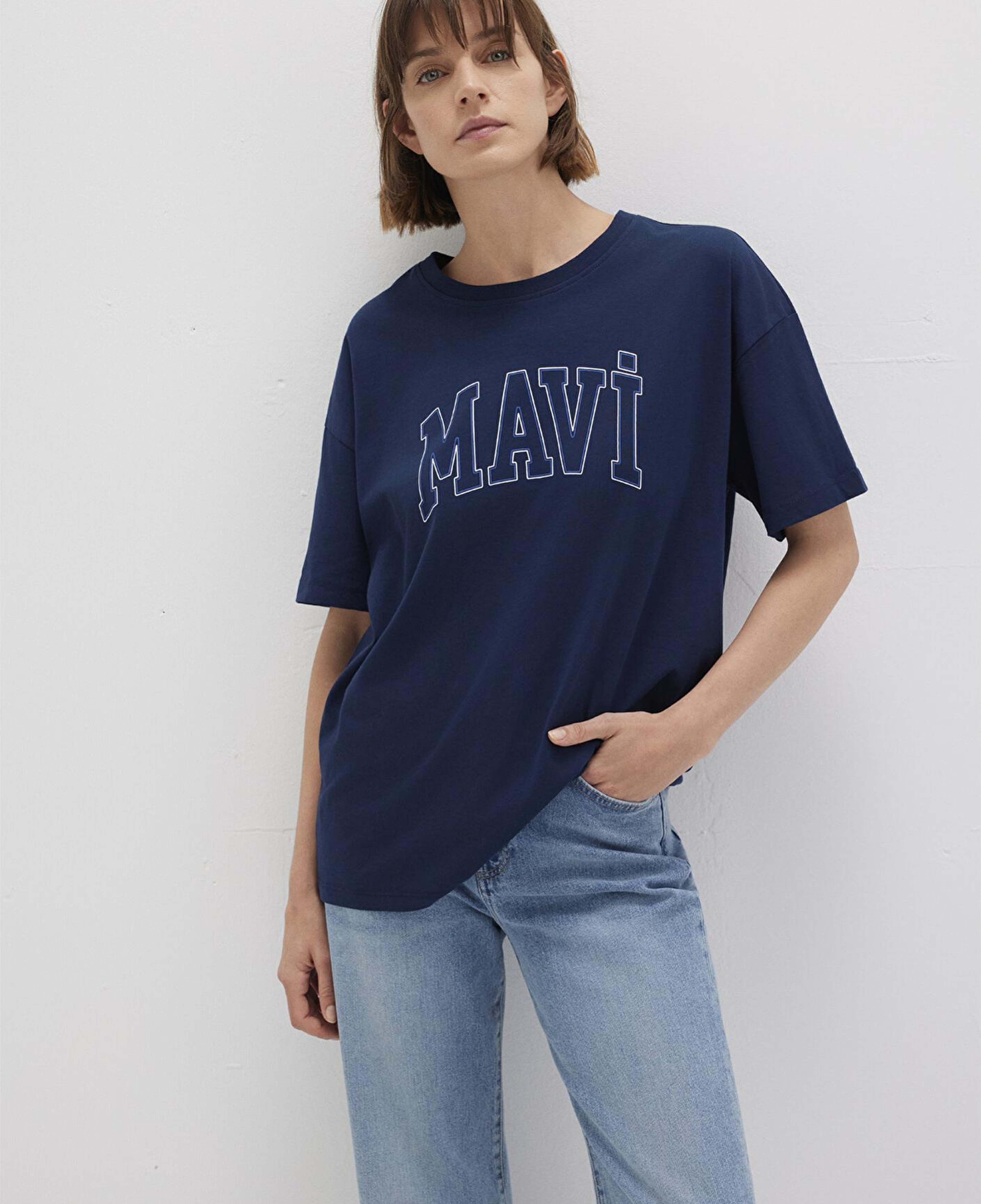 Mavi Mavi Logo Baskılı Lacivert Tişört Regular Fit / Normal Kesim 1611193-70488