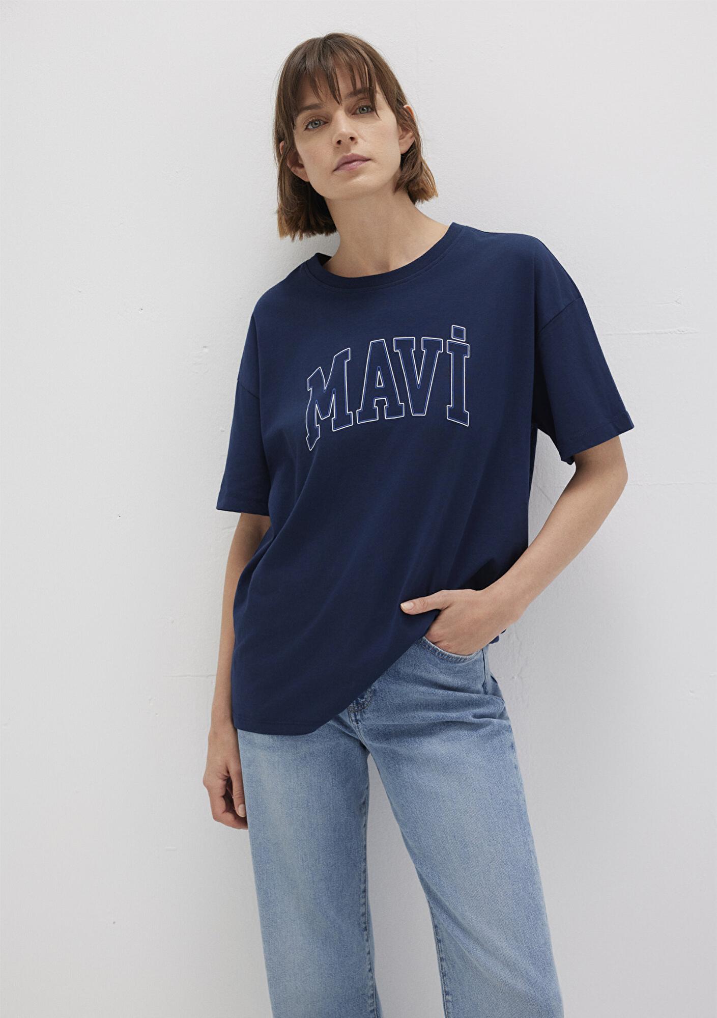 Mavi Mavi Logo Baskılı Lacivert Tişört Regular Fit / Normal Kesim 1611193-70488